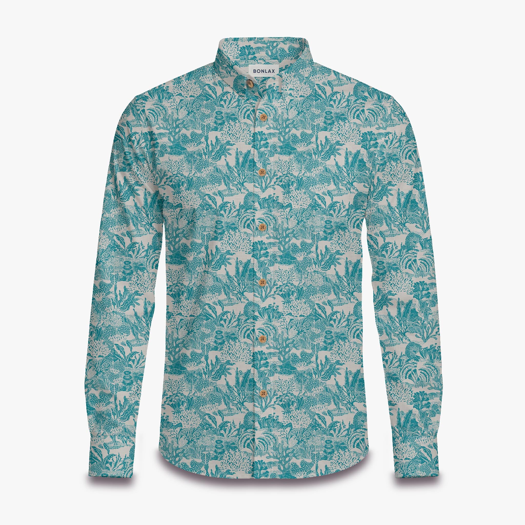 Teal Marine Garden Long Sleeve Shirt