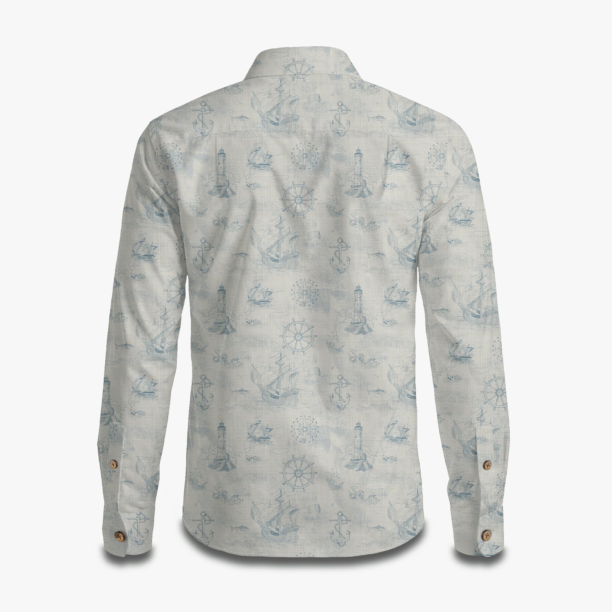 Nautical Style Scroll Long Sleeve Shirt