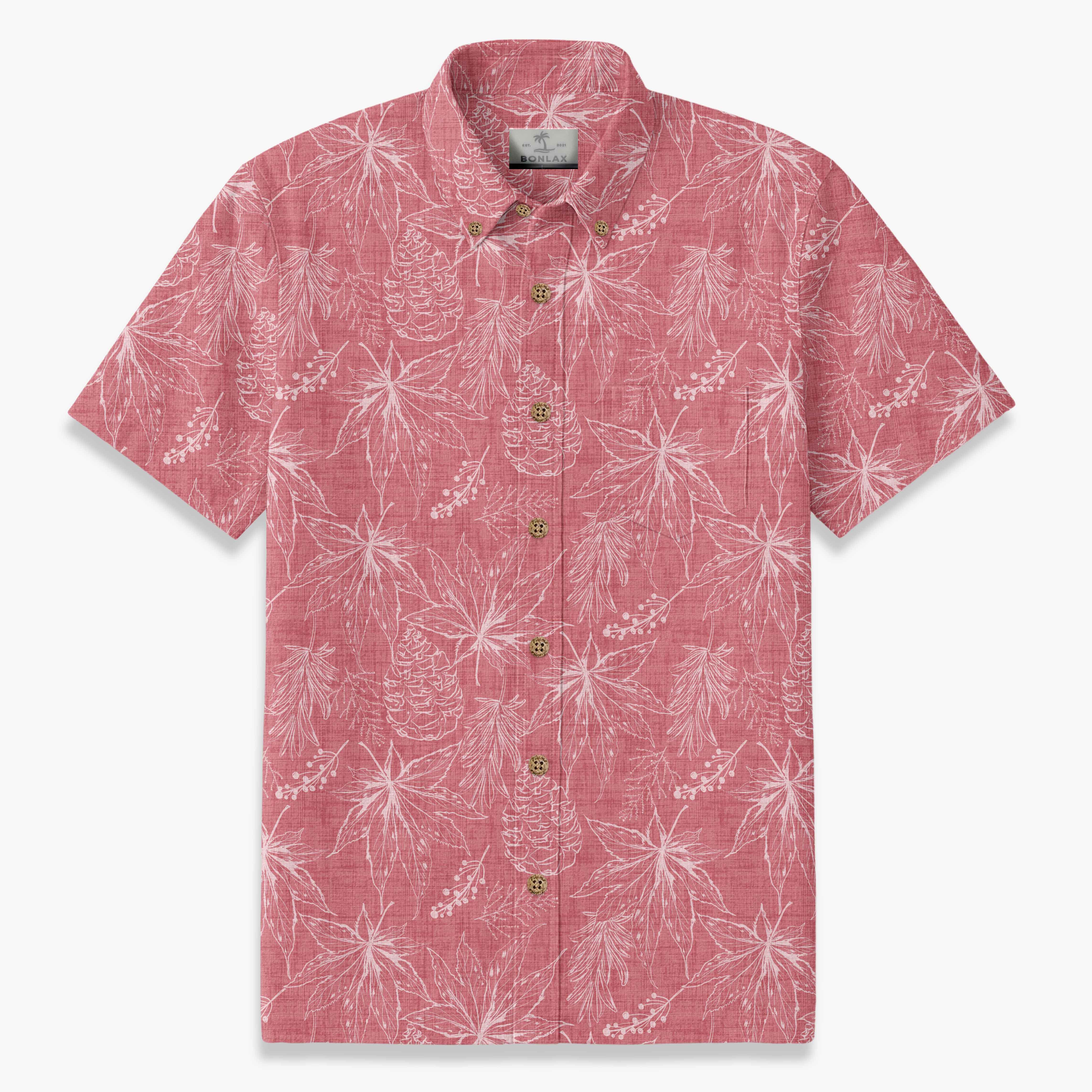 Kyoto Dusk Men's Short Sleeve Botanical Button-Down | Bonlax