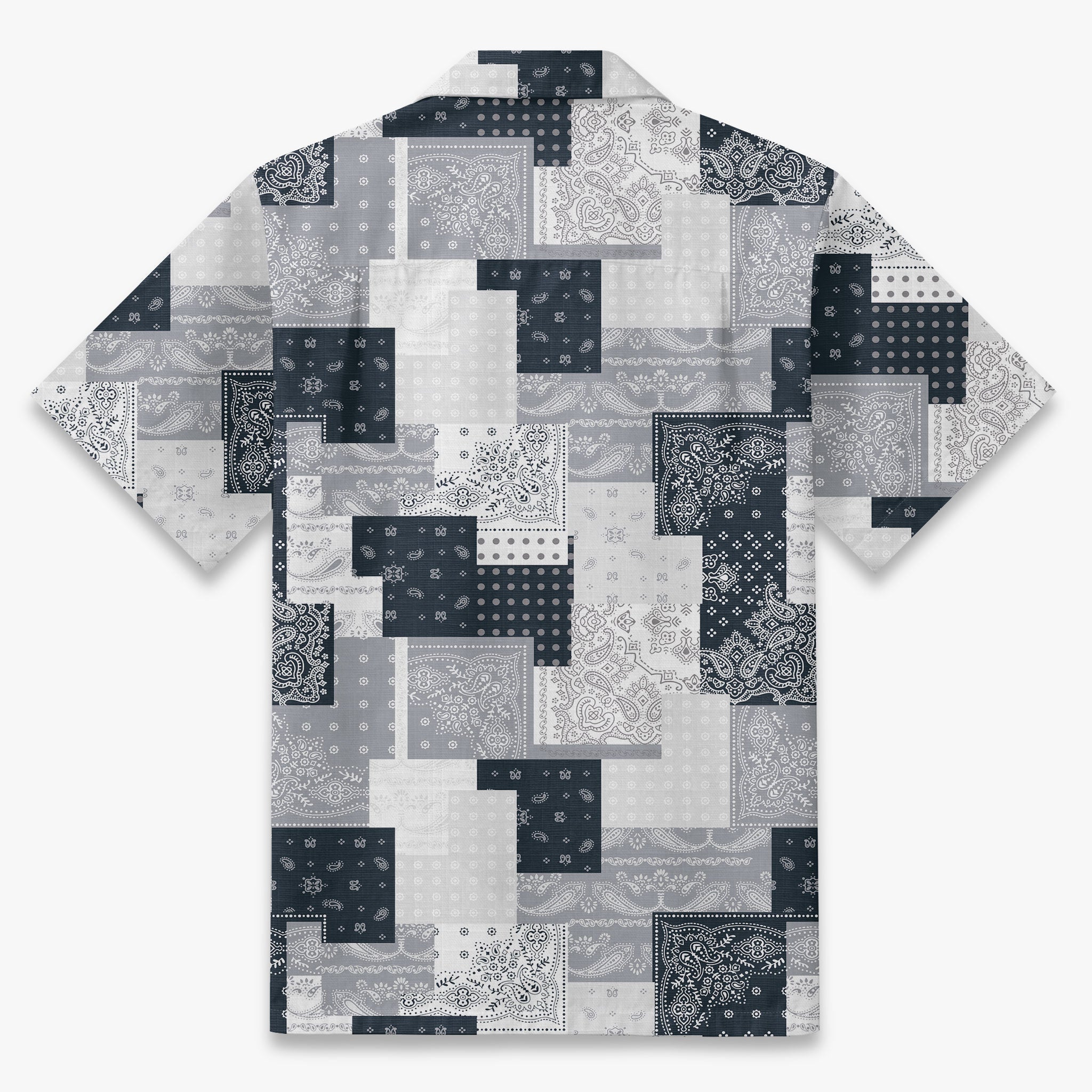 Retro Grey Paisley Mashup Camp Shirt