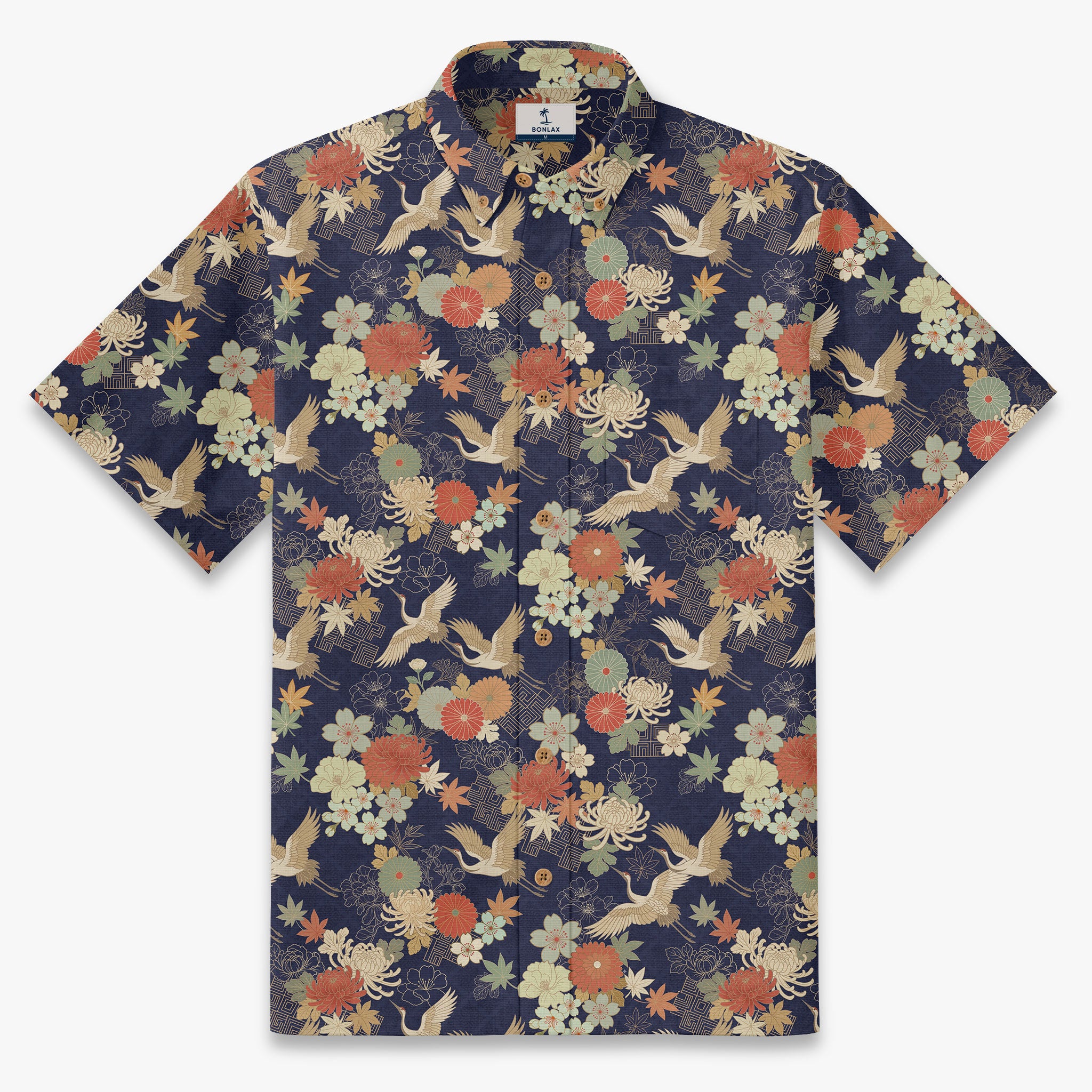 Midnight Crane Tapestry Resort Shirt
