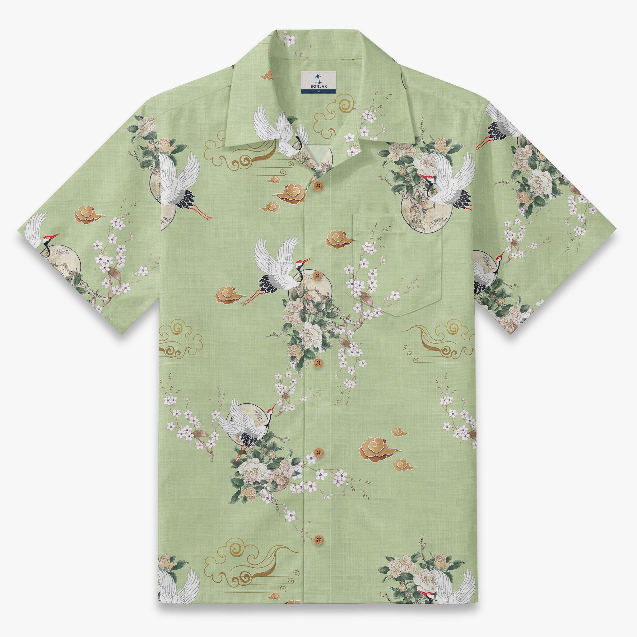 The Zen Crane & Moon Camp Shirt