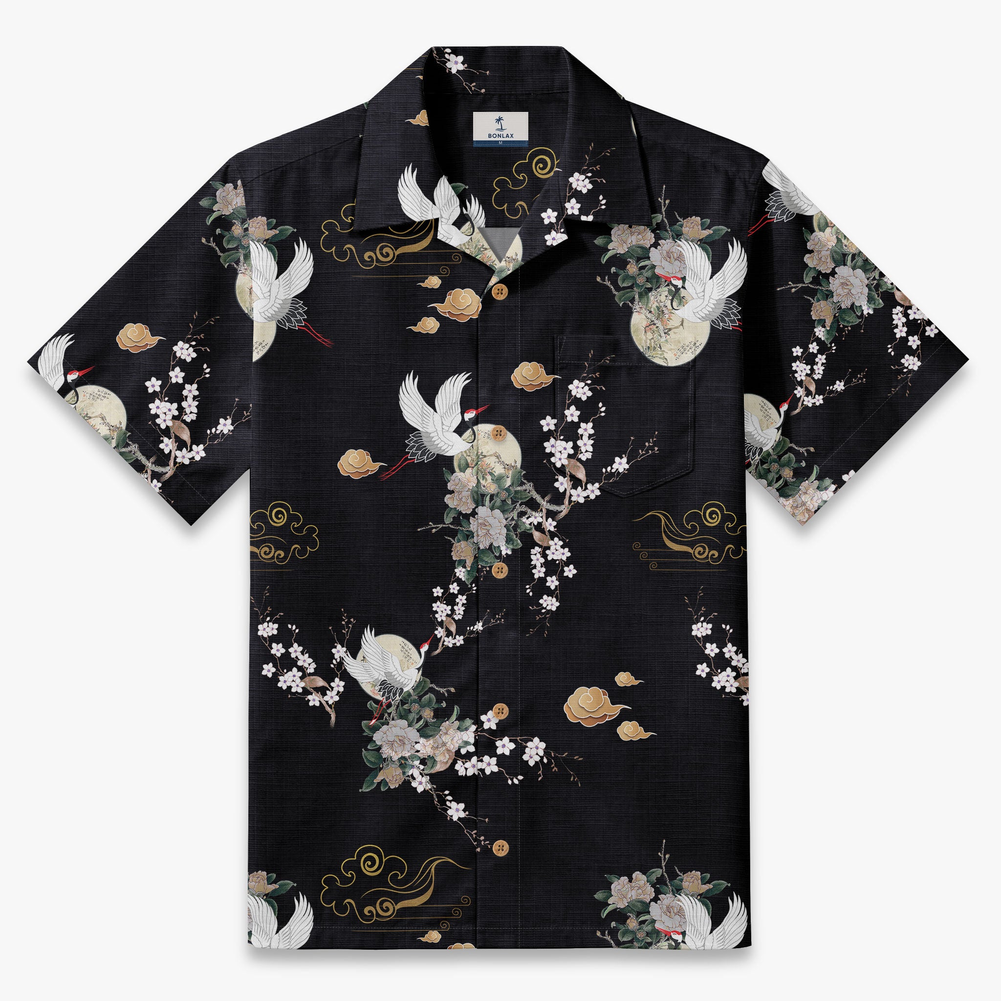 The Zen Crane & Moon Camp Shirt
