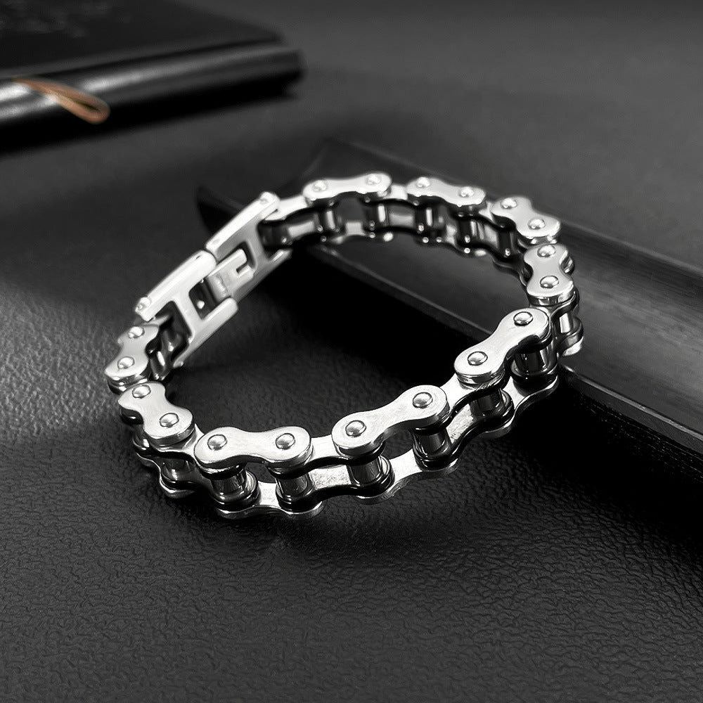 Rock & Roll VibeTrendy Stainless Steel & Titanium Steel Biker-Style Chain Bracelet