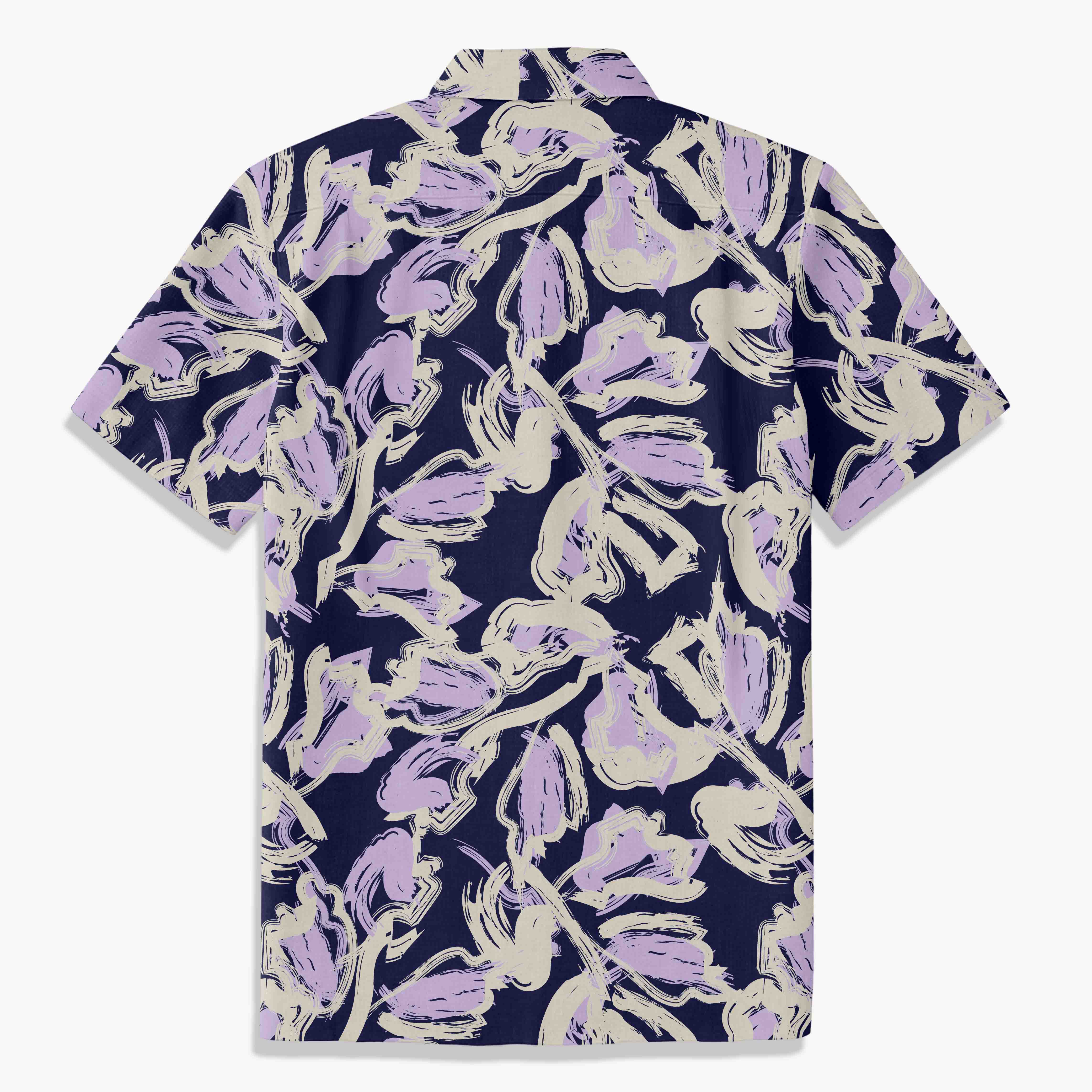 Purple Abstract Floral Shadows Camp Shirt