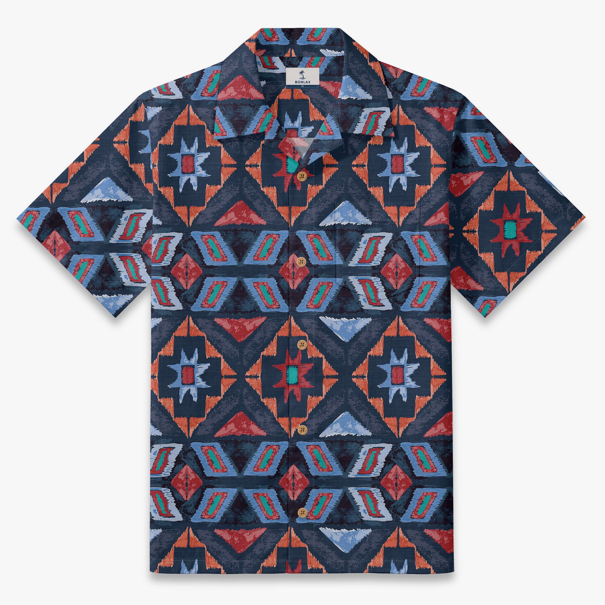 Midnight Mesa Geometric Resort Camp Shirt