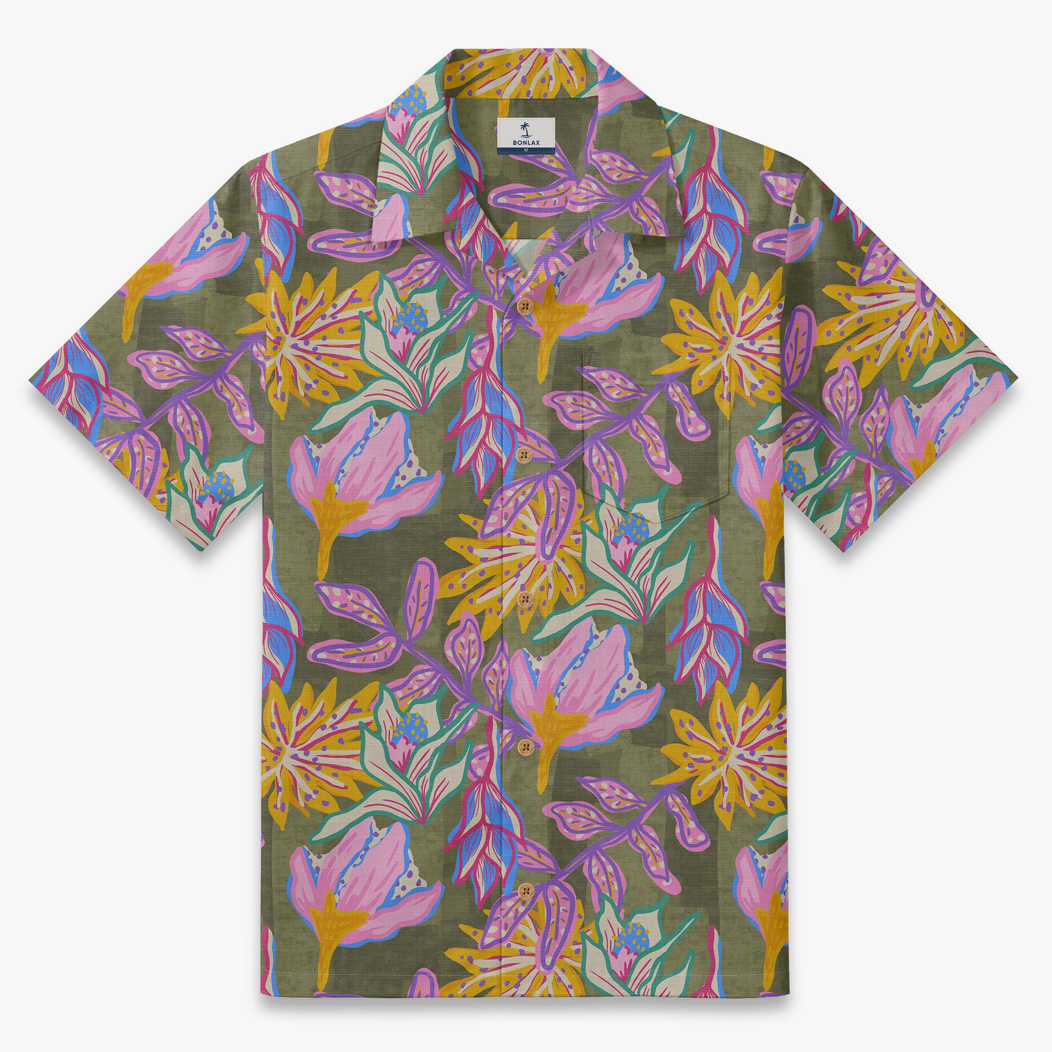 Olive Bloom Reverie Camp Shirt
