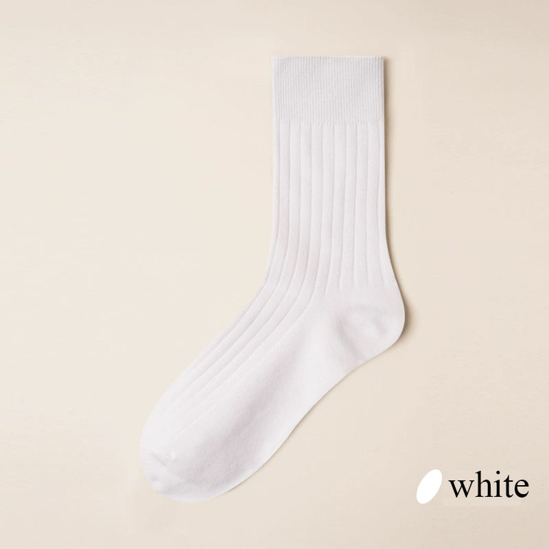Autumn/Winter Striped Combed Cotton Crew/Mid-Calf Socks