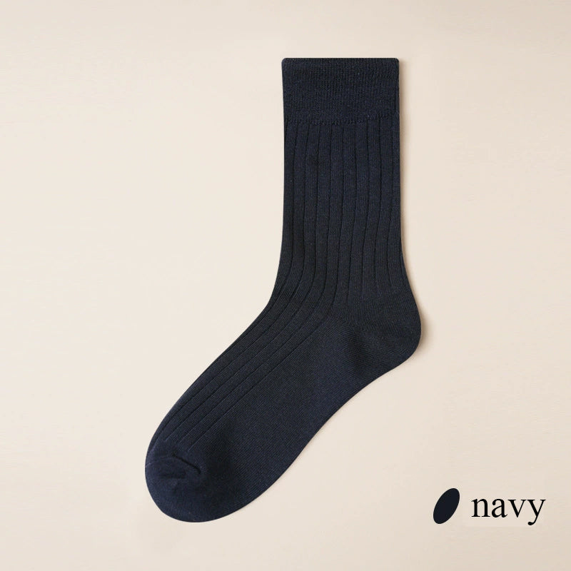 Autumn/Winter Striped Combed Cotton Crew/Mid-Calf Socks