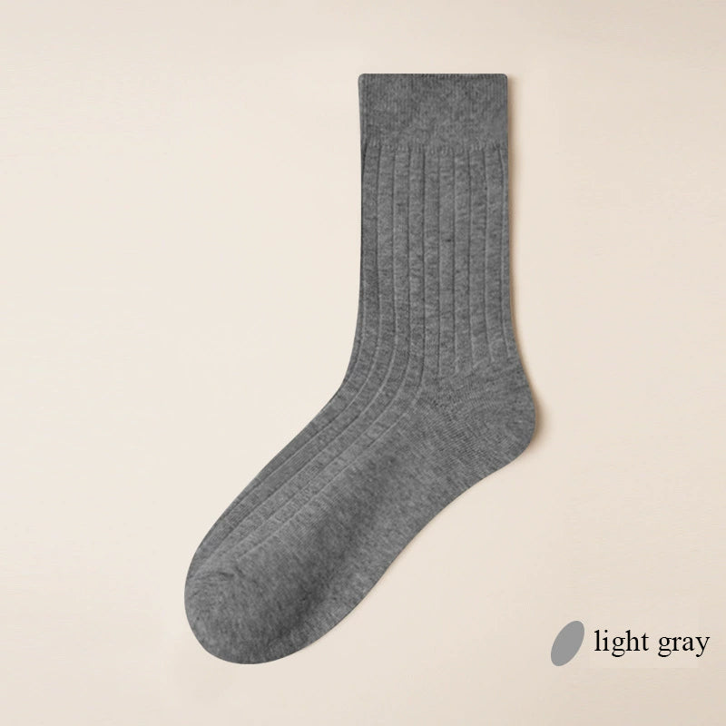Autumn/Winter Striped Combed Cotton Crew/Mid-Calf Socks