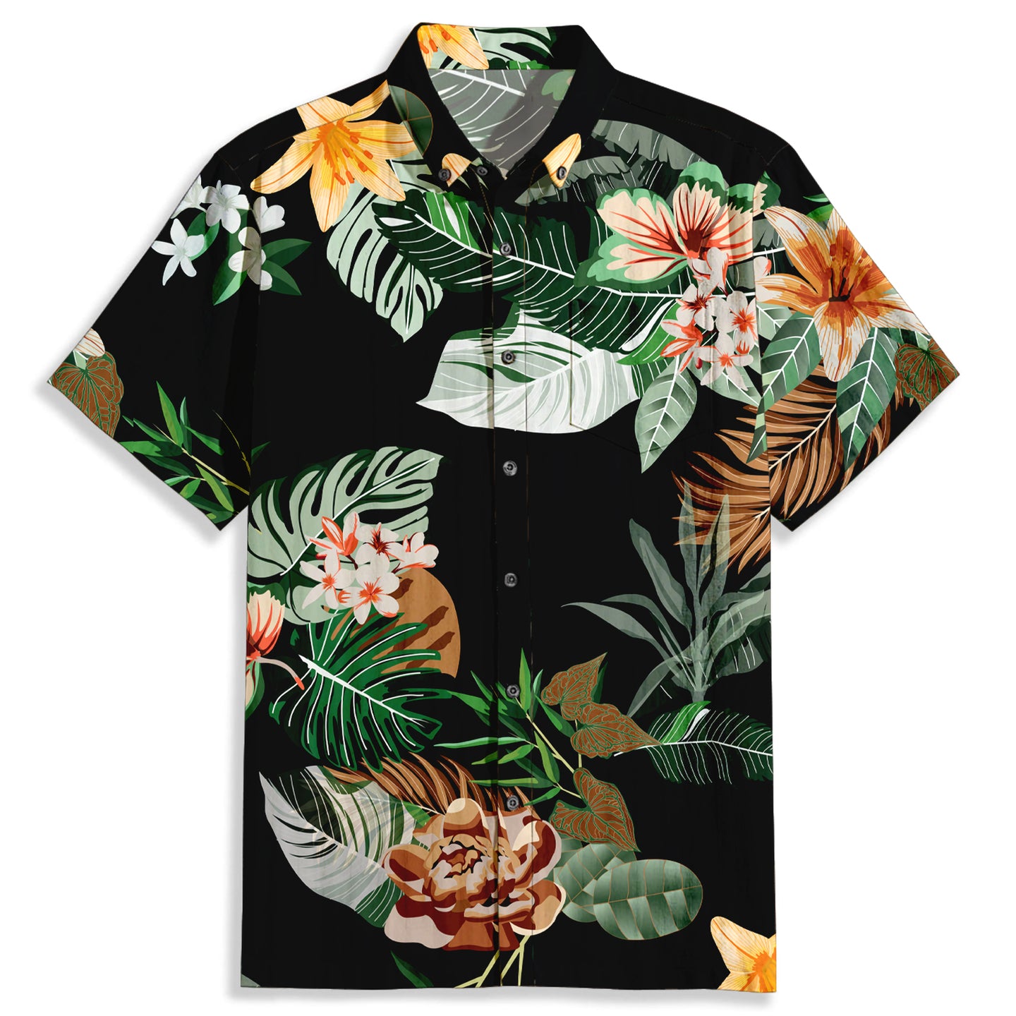 Palm Leaves Print Short Sleeve Shirt - Bonlax