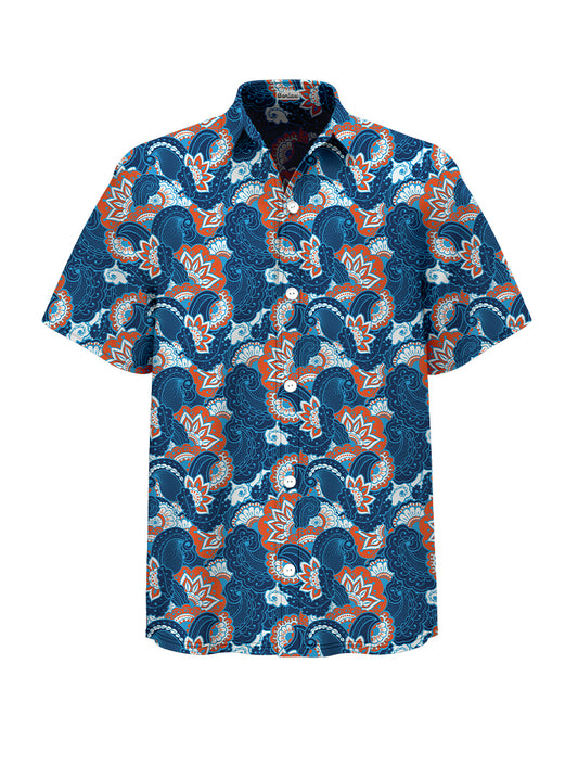 Paisley Pattern Short Sleeve Shirt - Bonlax