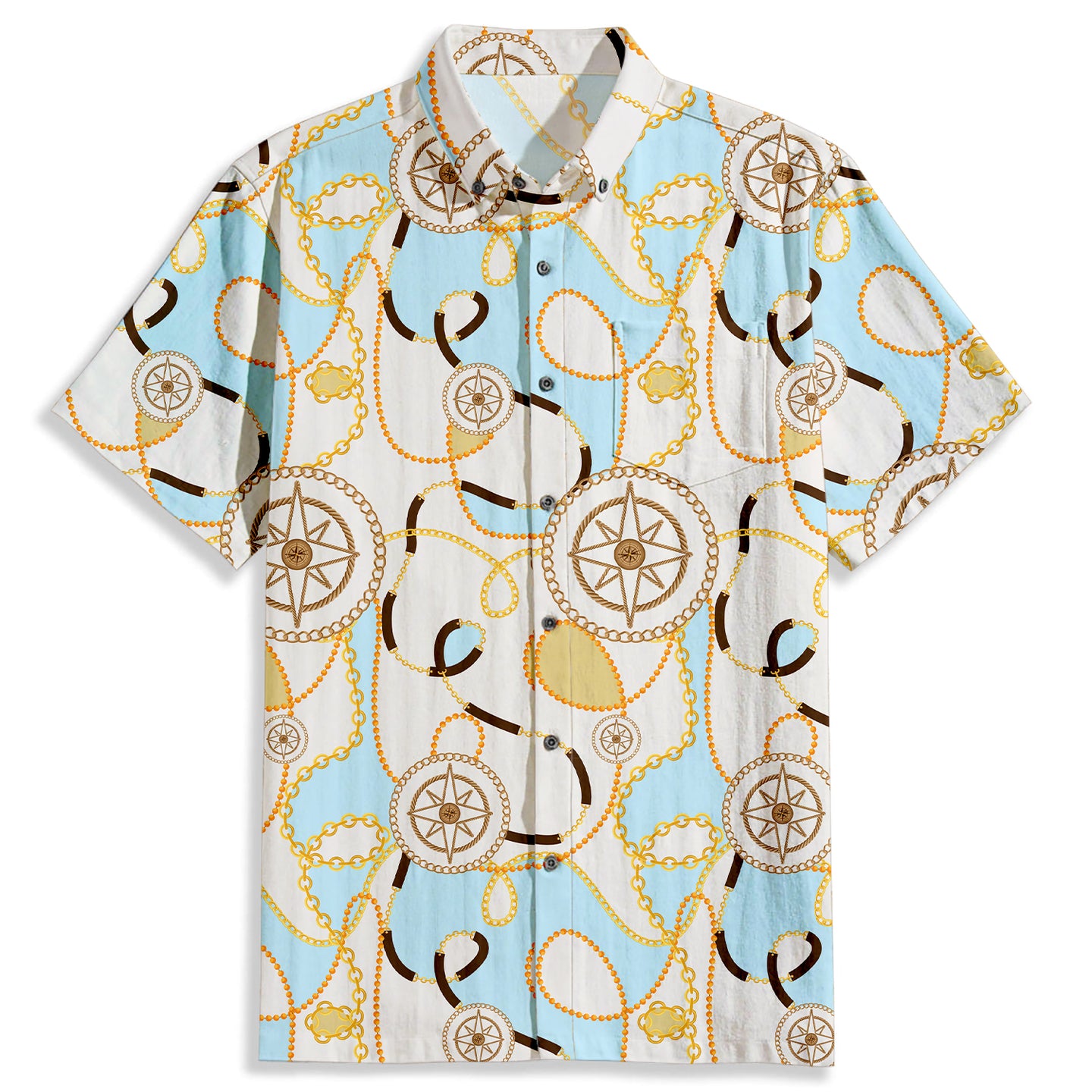 Gear Chain Print Short Sleeve Shirt - Bonlax