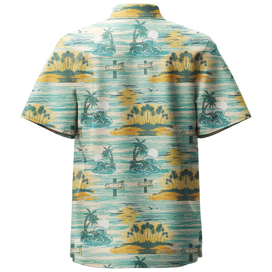 Retro Coconut Palm Waves Beach Hawaiian Shirt - Bonlax