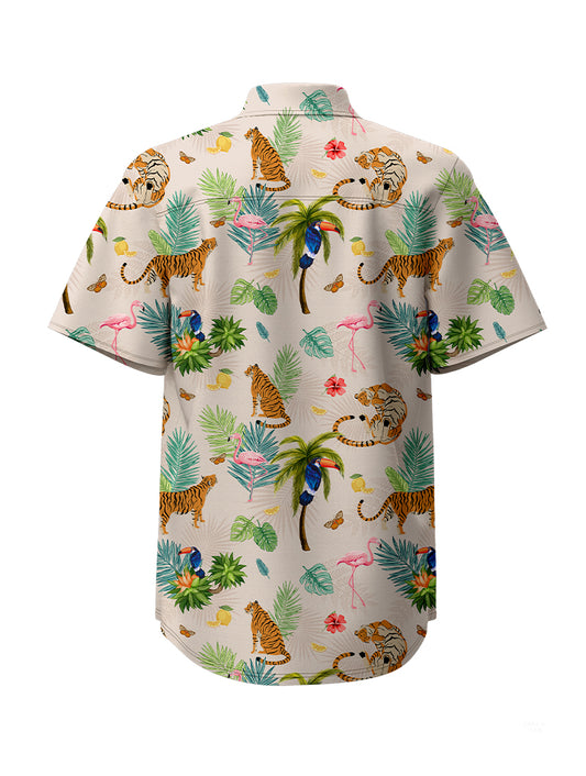 Flamingos & Tigers Short Sleeve Shirt - Bonlax