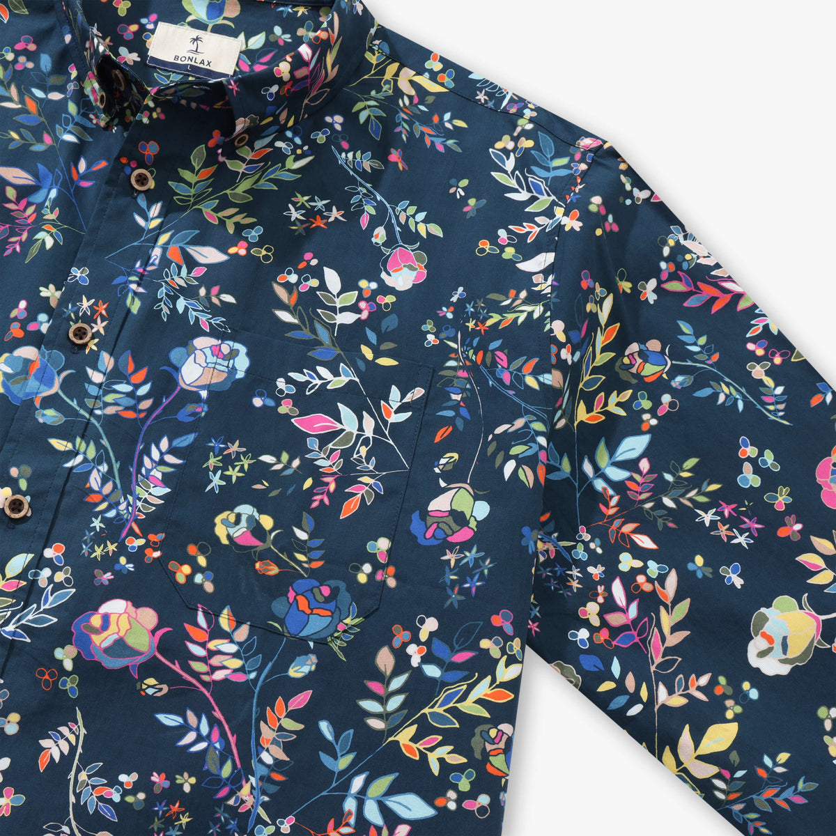 Mehrfarbiges Langarmhemd mit Blumenmuster