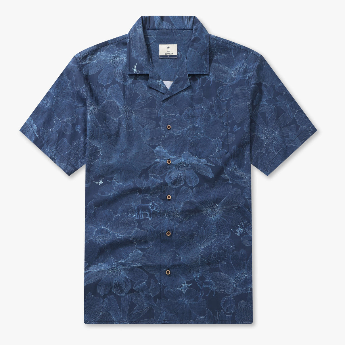 Indigo Floral Elephant Whisper Camp Shirt