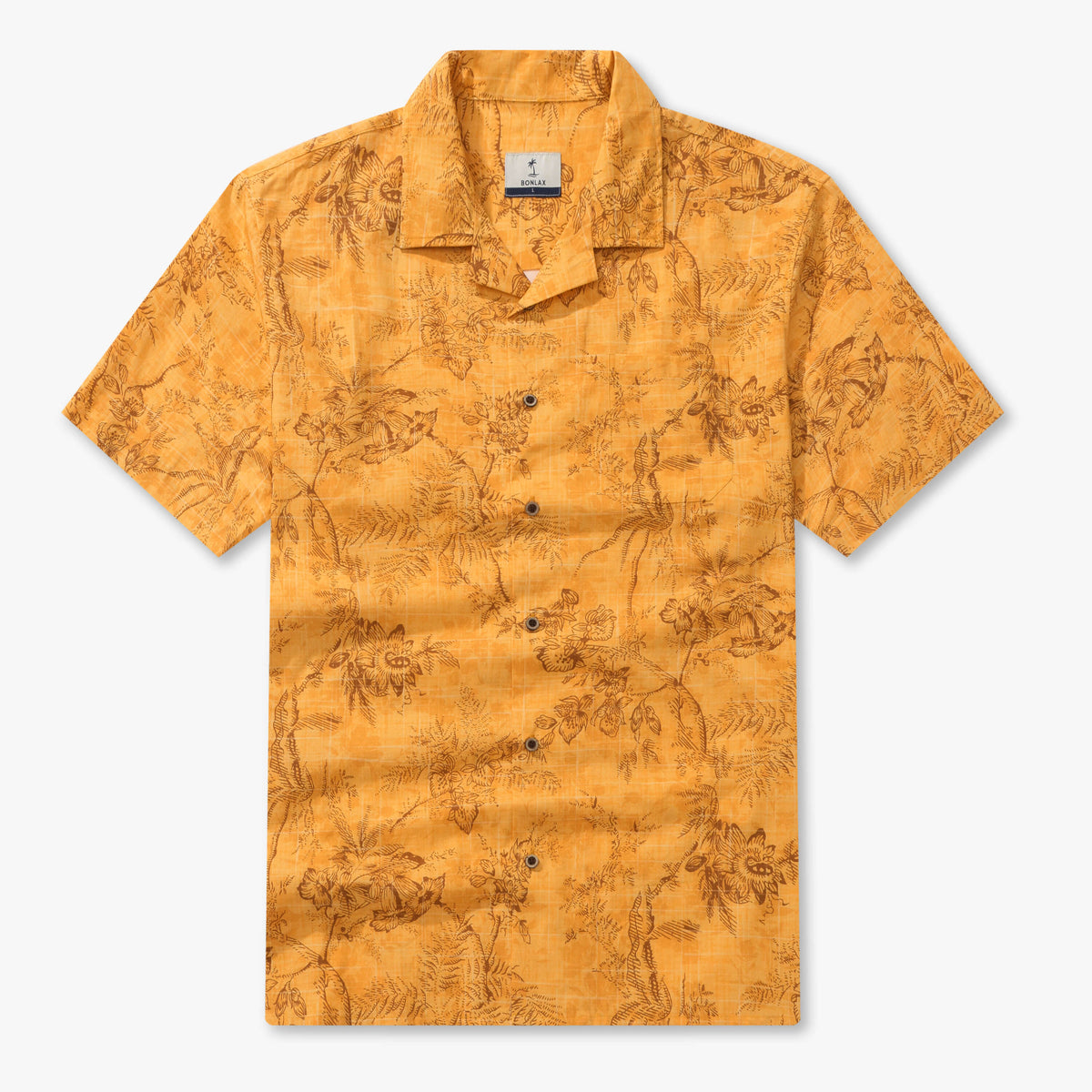 Monochromatic Botanical Toile Camp Shirt