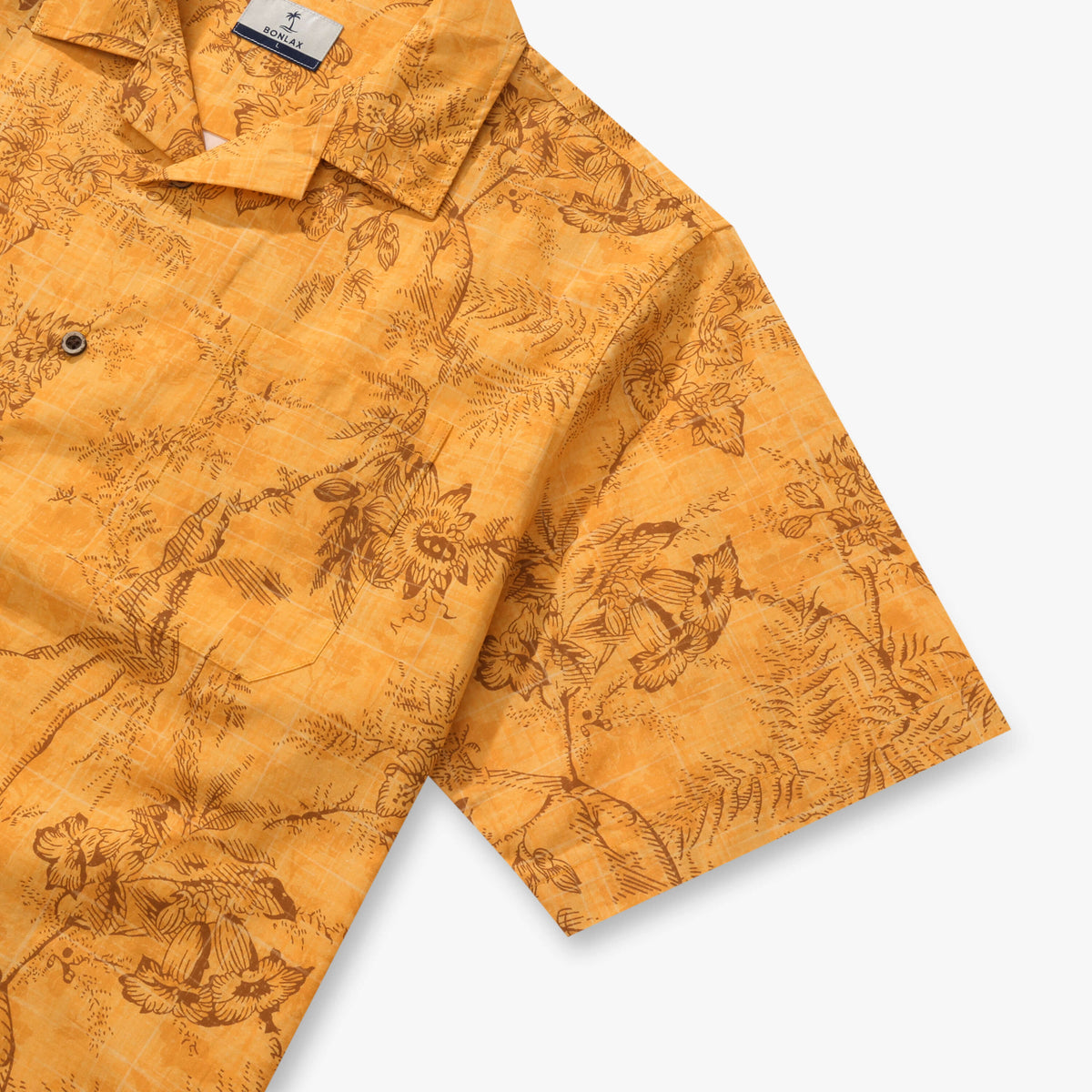 Monochromatic Botanical Toile Camp Shirt