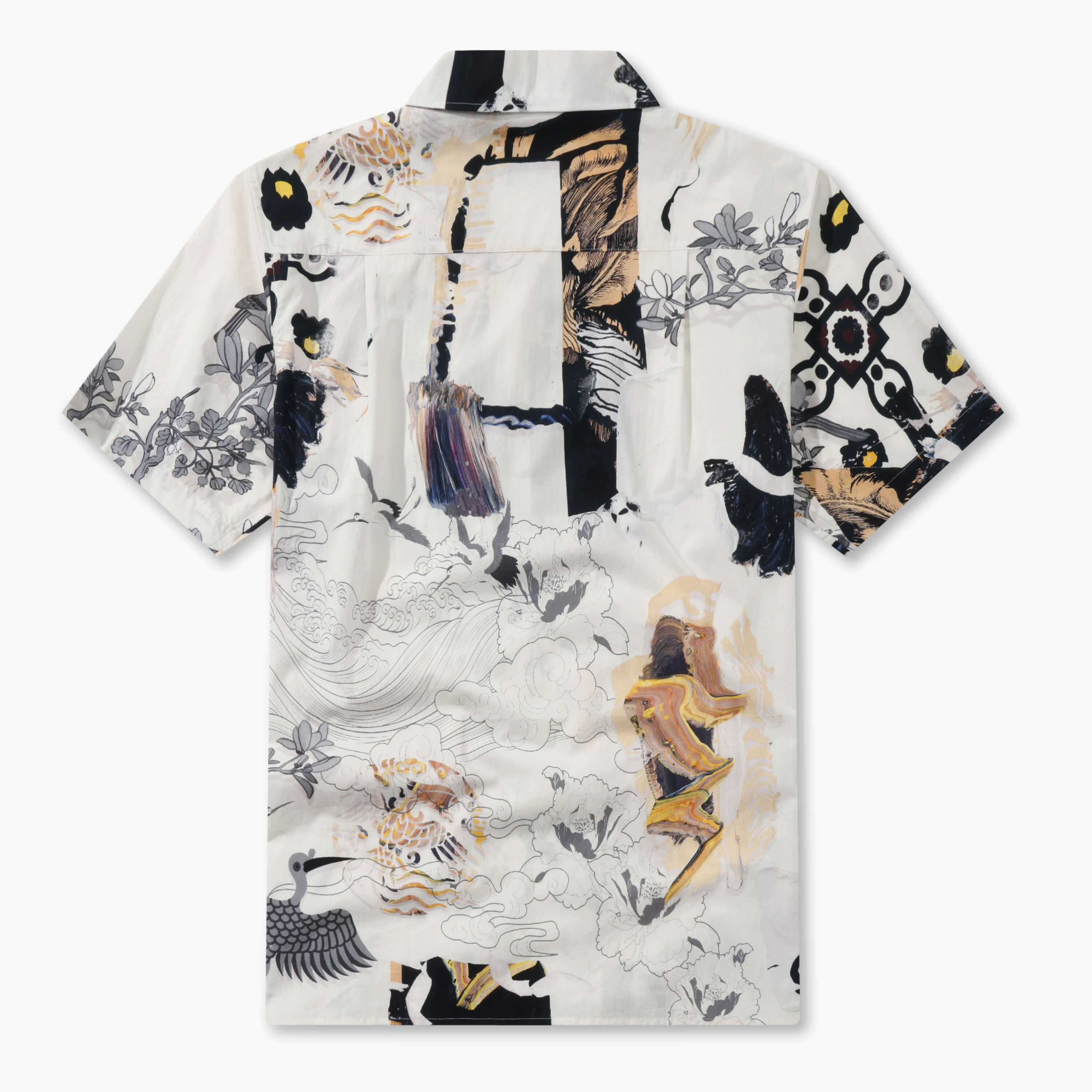 Ukiyo-e Crane Collage Camp Shirt