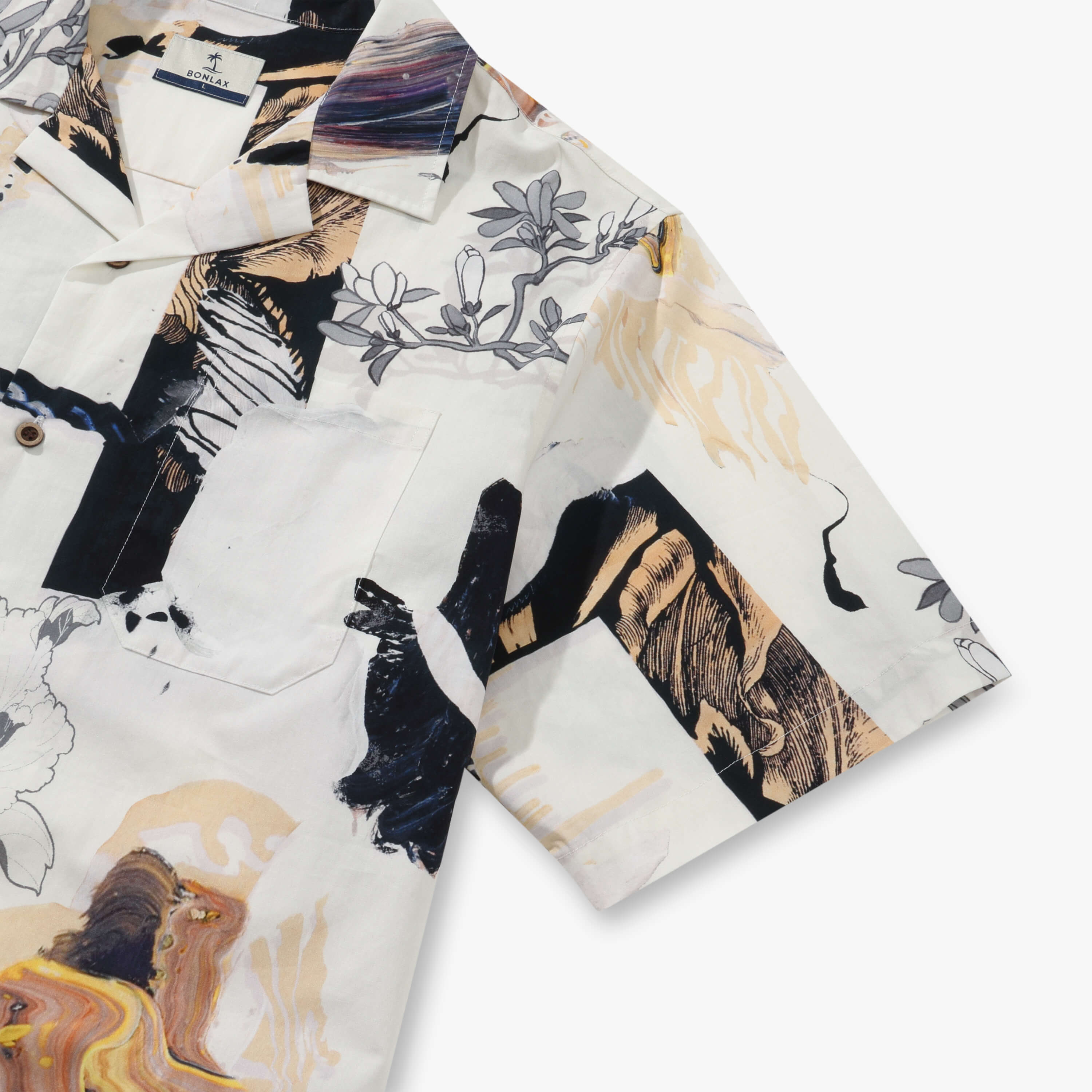 Ukiyo-e Crane Collage Camp Shirt