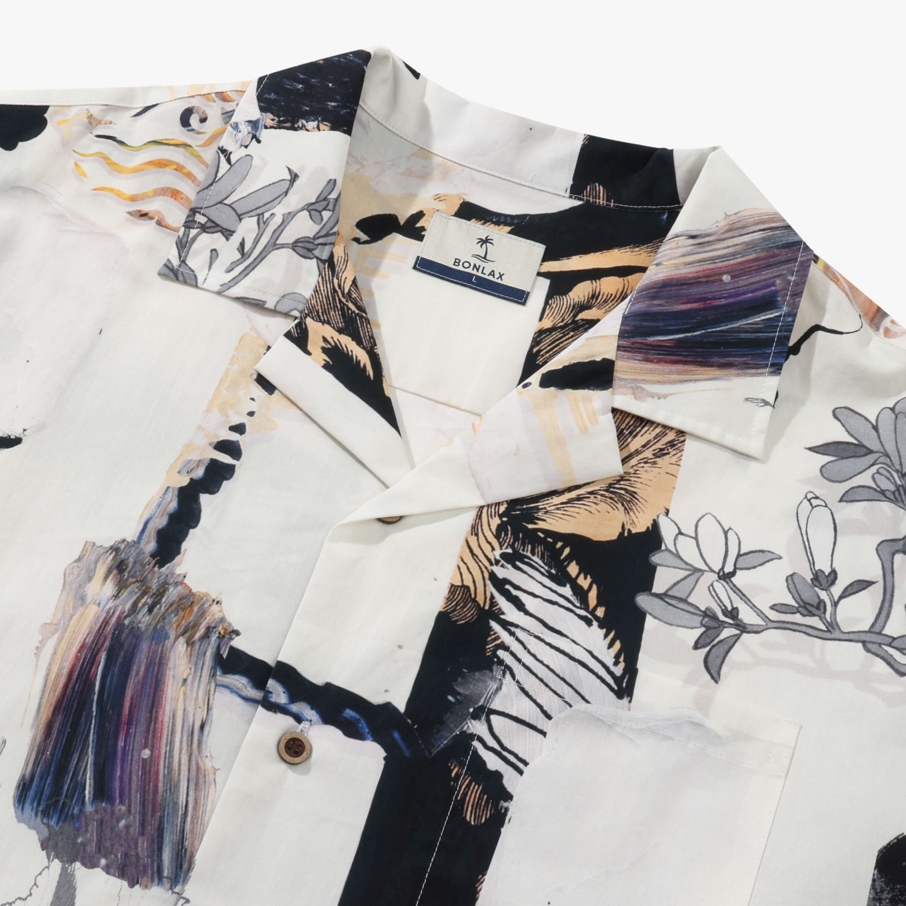 Ukiyo-e Crane Collage Camp Shirt
