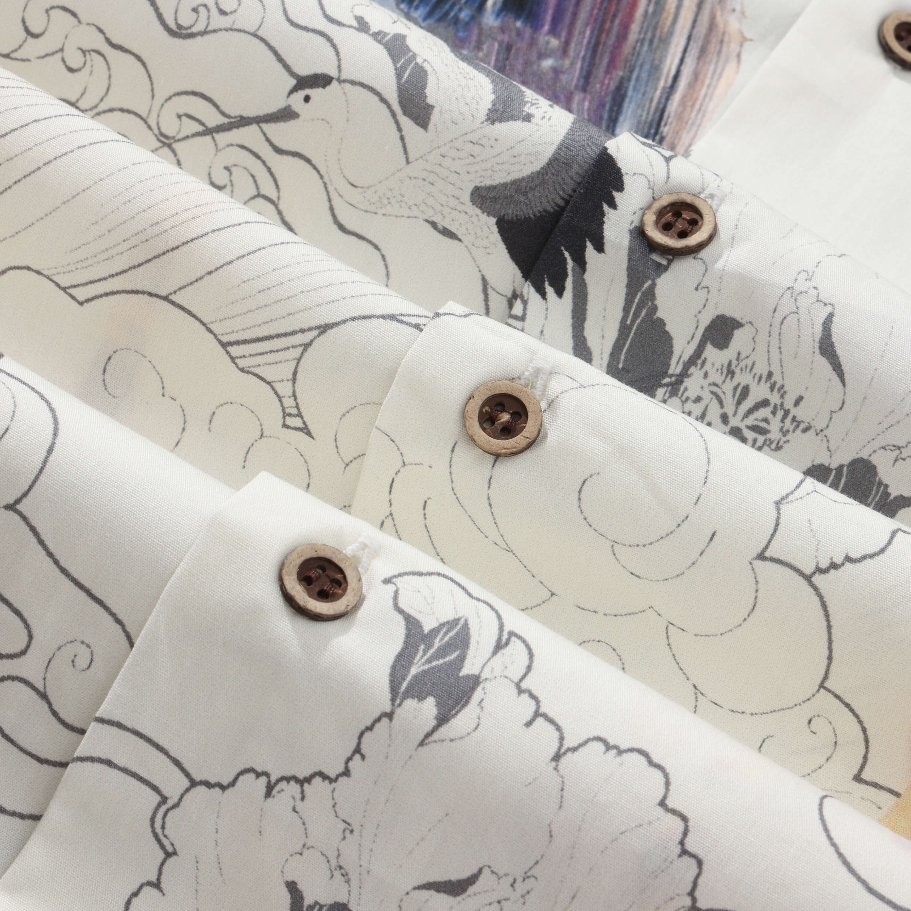 Ukiyo-e Crane Collage Camp Shirt