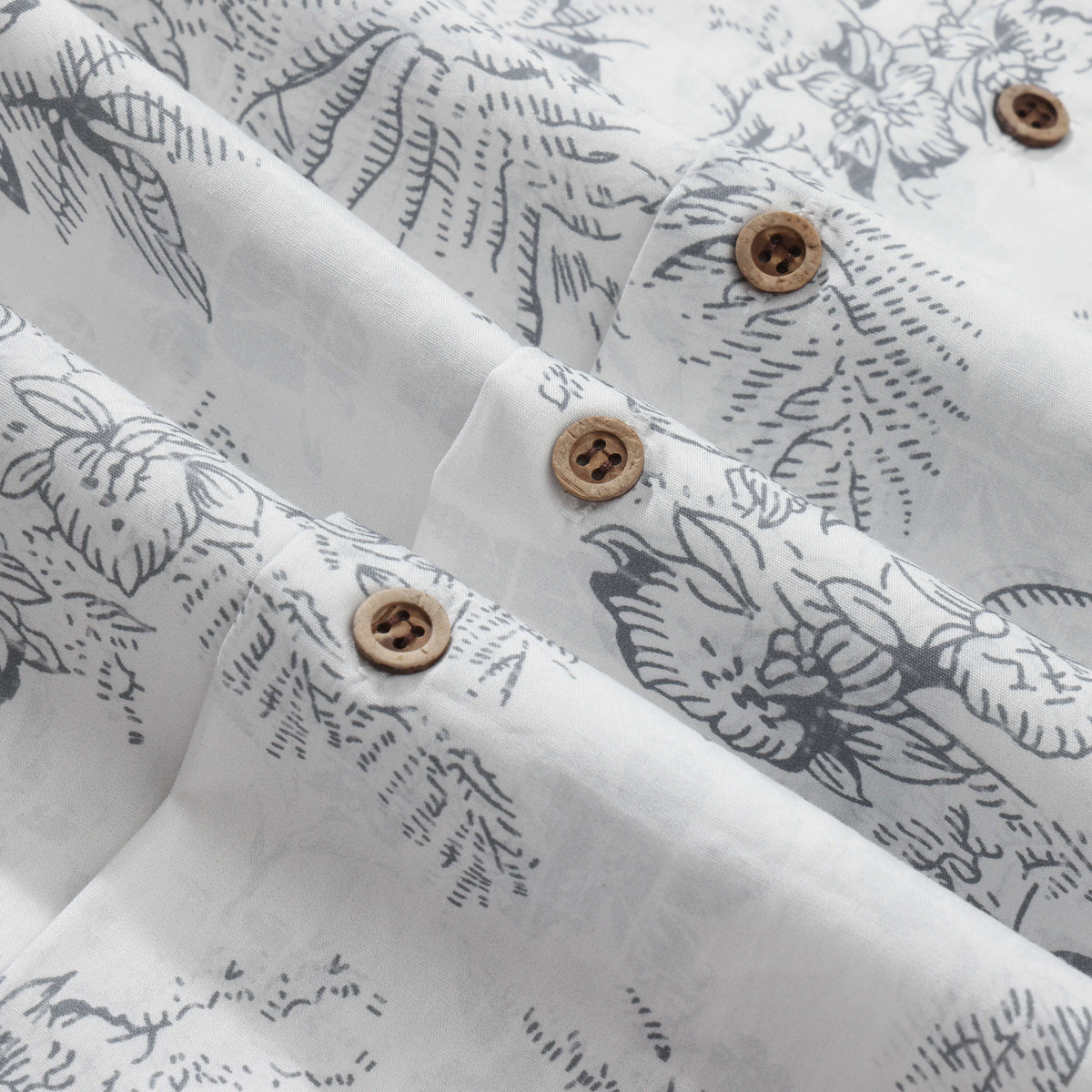 Monochromatic Botanical Toile Camp Shirt