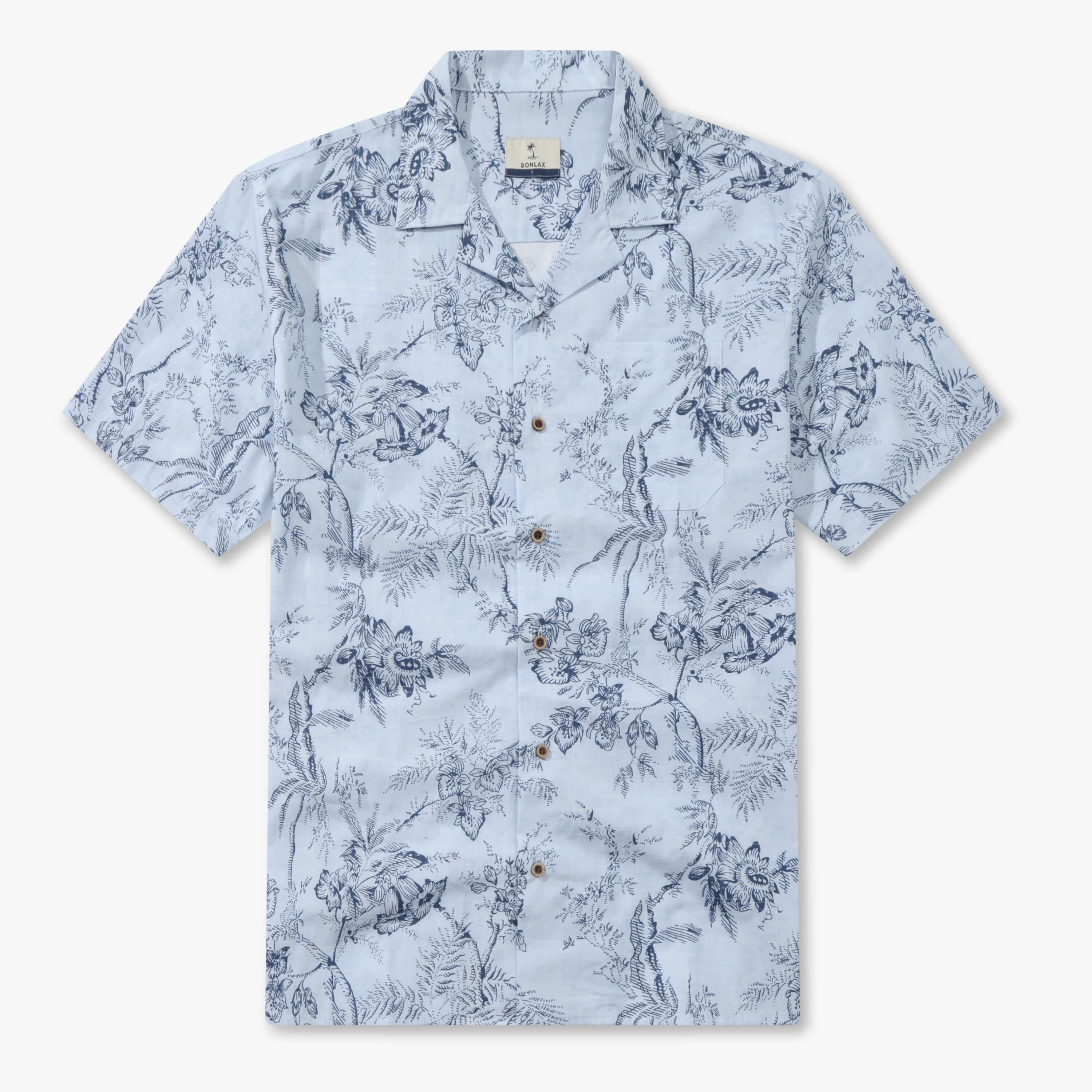 Monochromatic Botanical Toile Camp Shirt