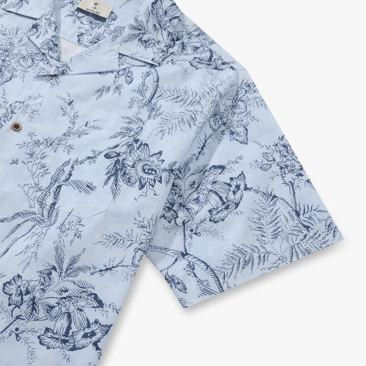 Monochromatic Botanical Toile Camp Shirt