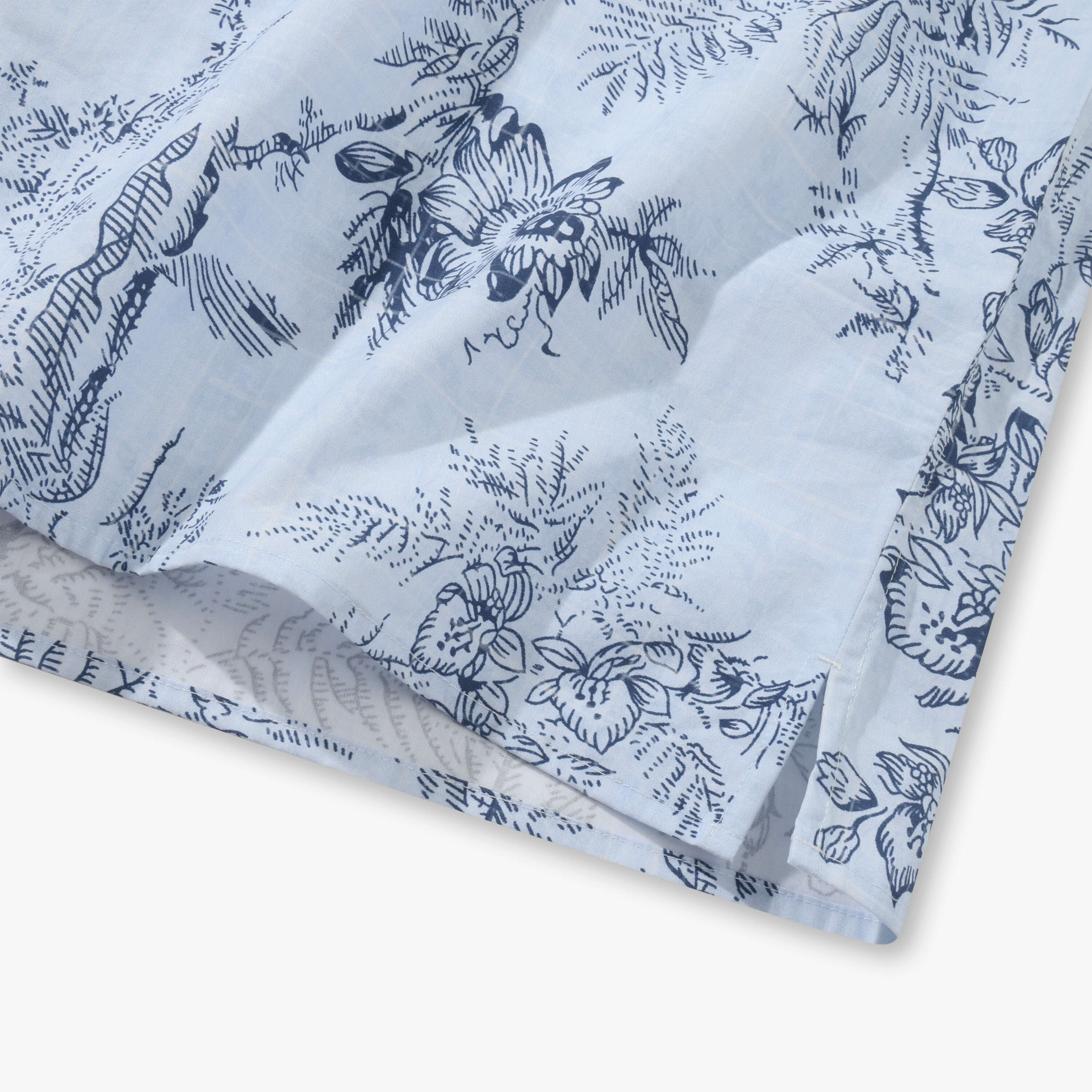 Monochromatic Botanical Toile Camp Shirt
