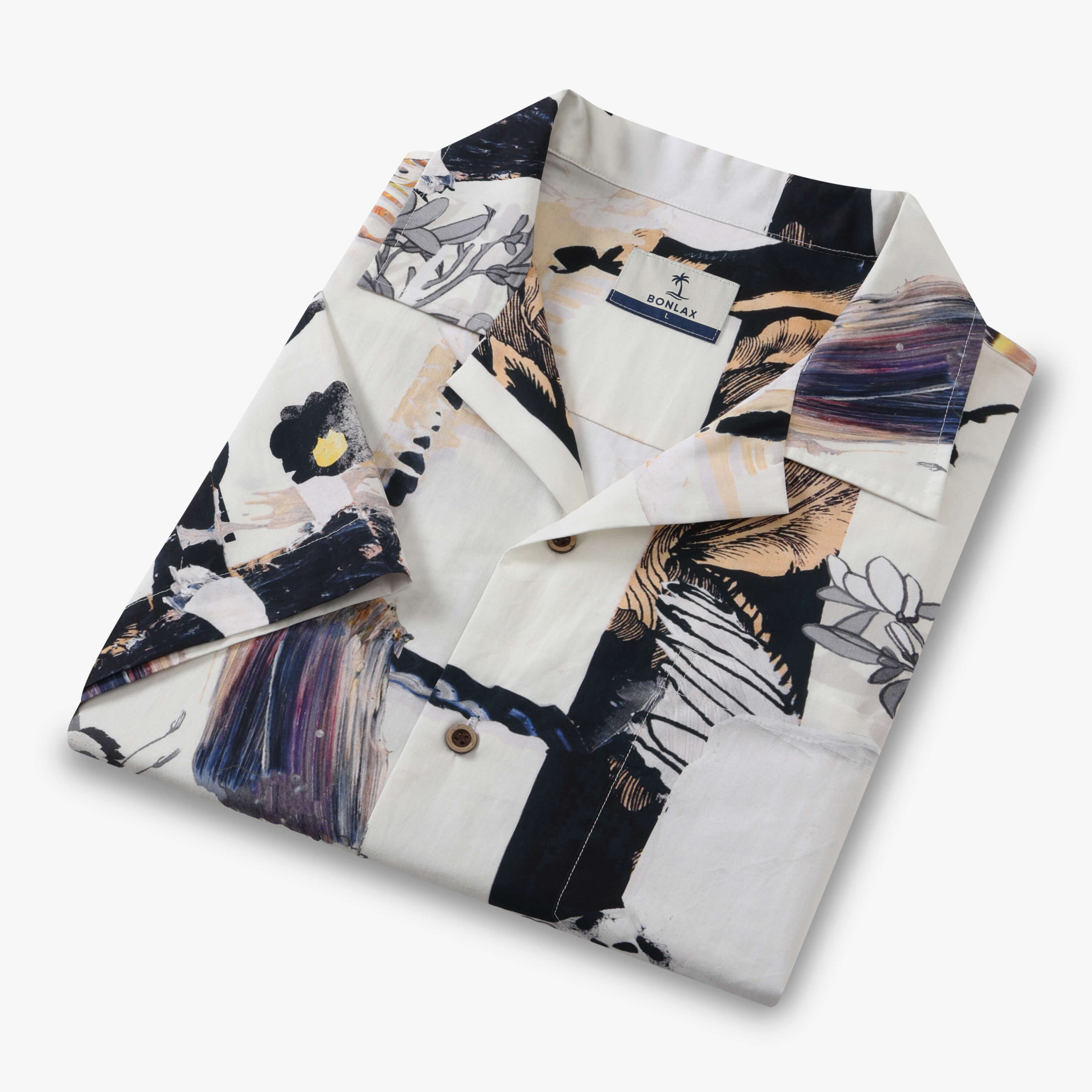 Ukiyo-e Crane Collage Camp Shirt