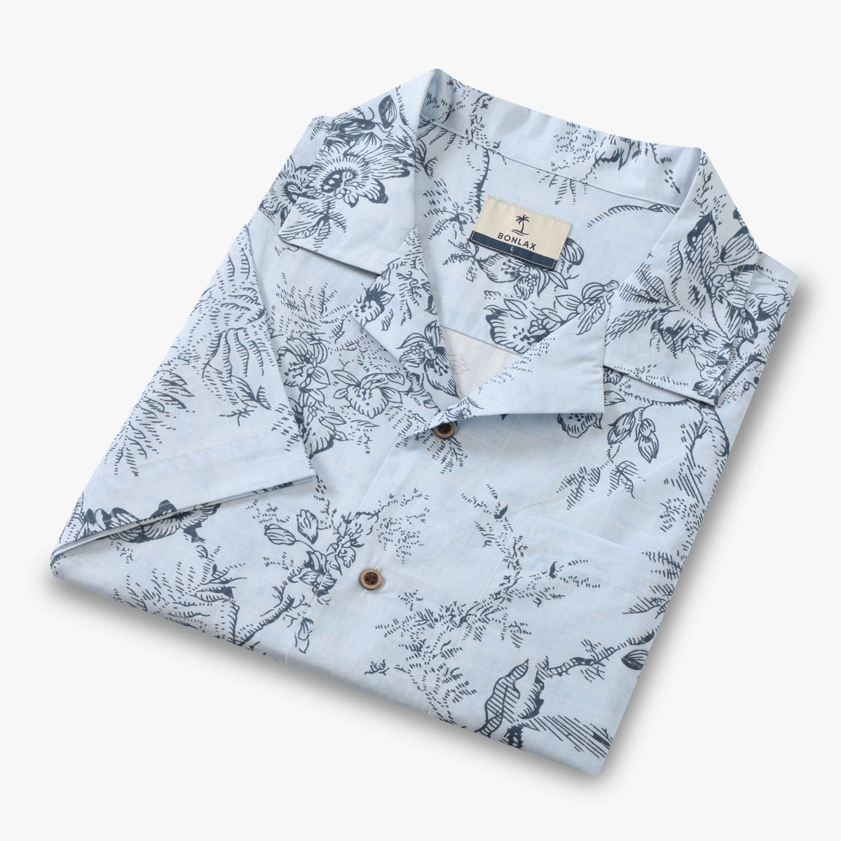 Monochromatic Botanical Toile Camp Shirt