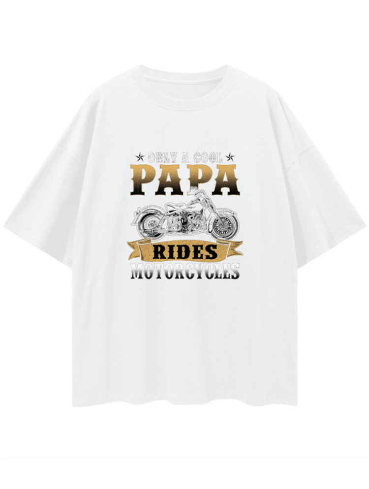 Letter Motorcycle Print Oversize Tee