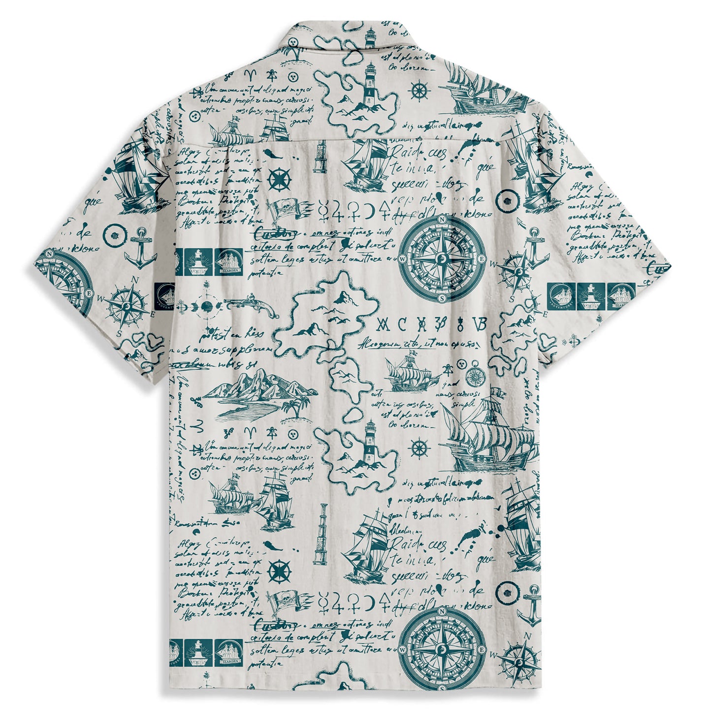 Sailboat Letters Print Short Sleeve Shirt - Bonlax