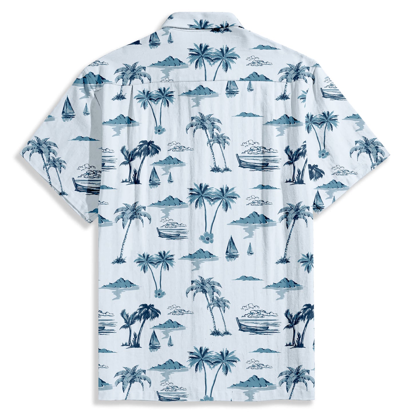 Island Coconut Tree Print Hawaiian Short Sleeve Shirt - Bonlax