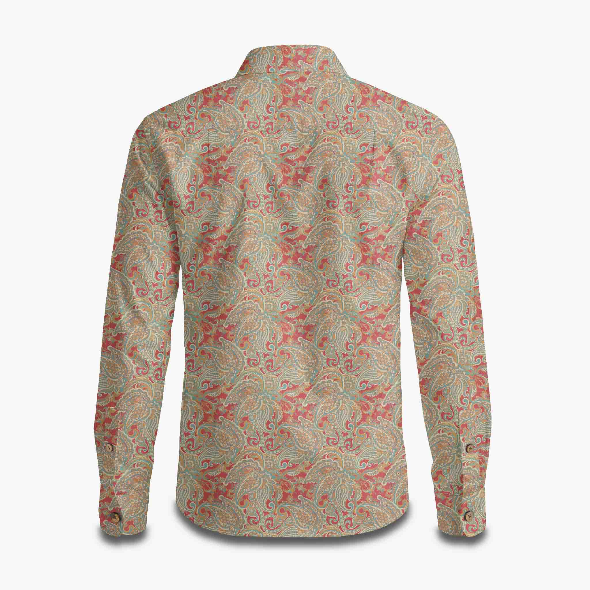 Men's Paisley Folk Long Sleeve Shirt | Retro Bohemian Top | Bonlax