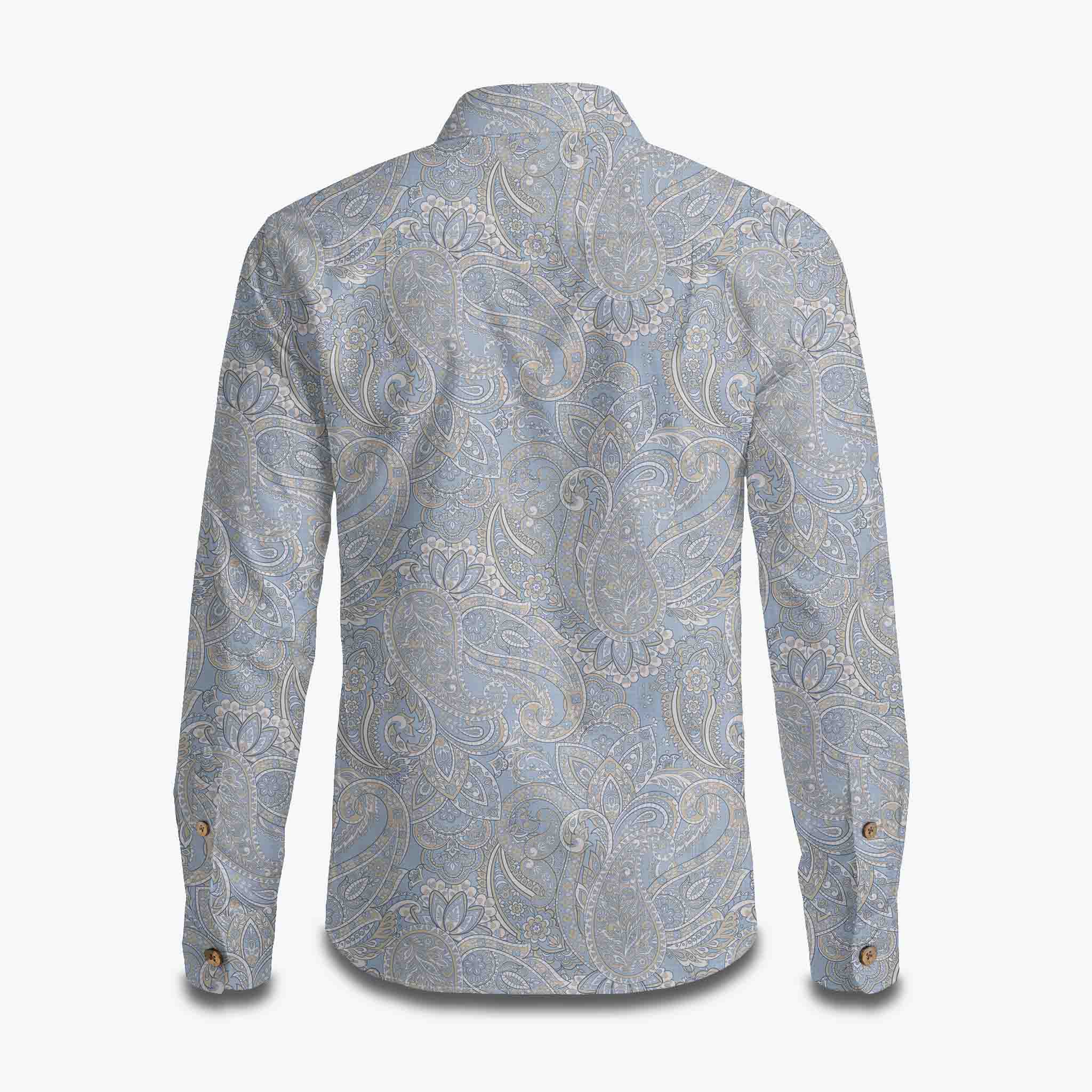 Men's Ethnic Paisley Long Sleeve Shirt | Earth Tone Boho Top | Bonlax