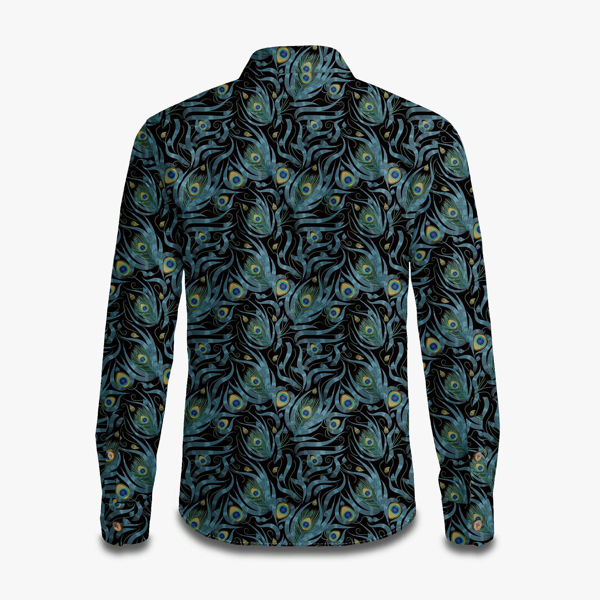 Peacock Feathers Print Long Sleeve Shirt
