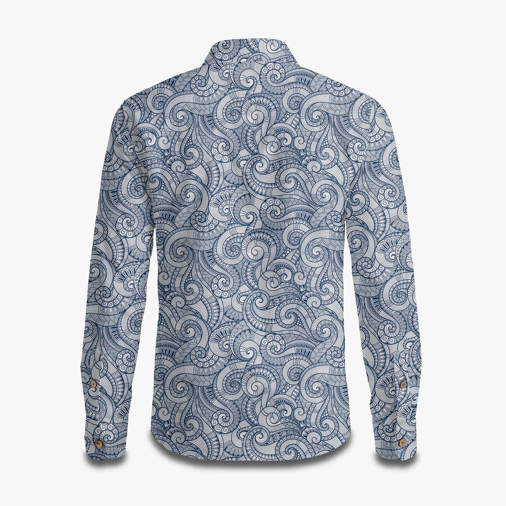 Retro Ethnic Floral Doodle Long Sleeve Shirt