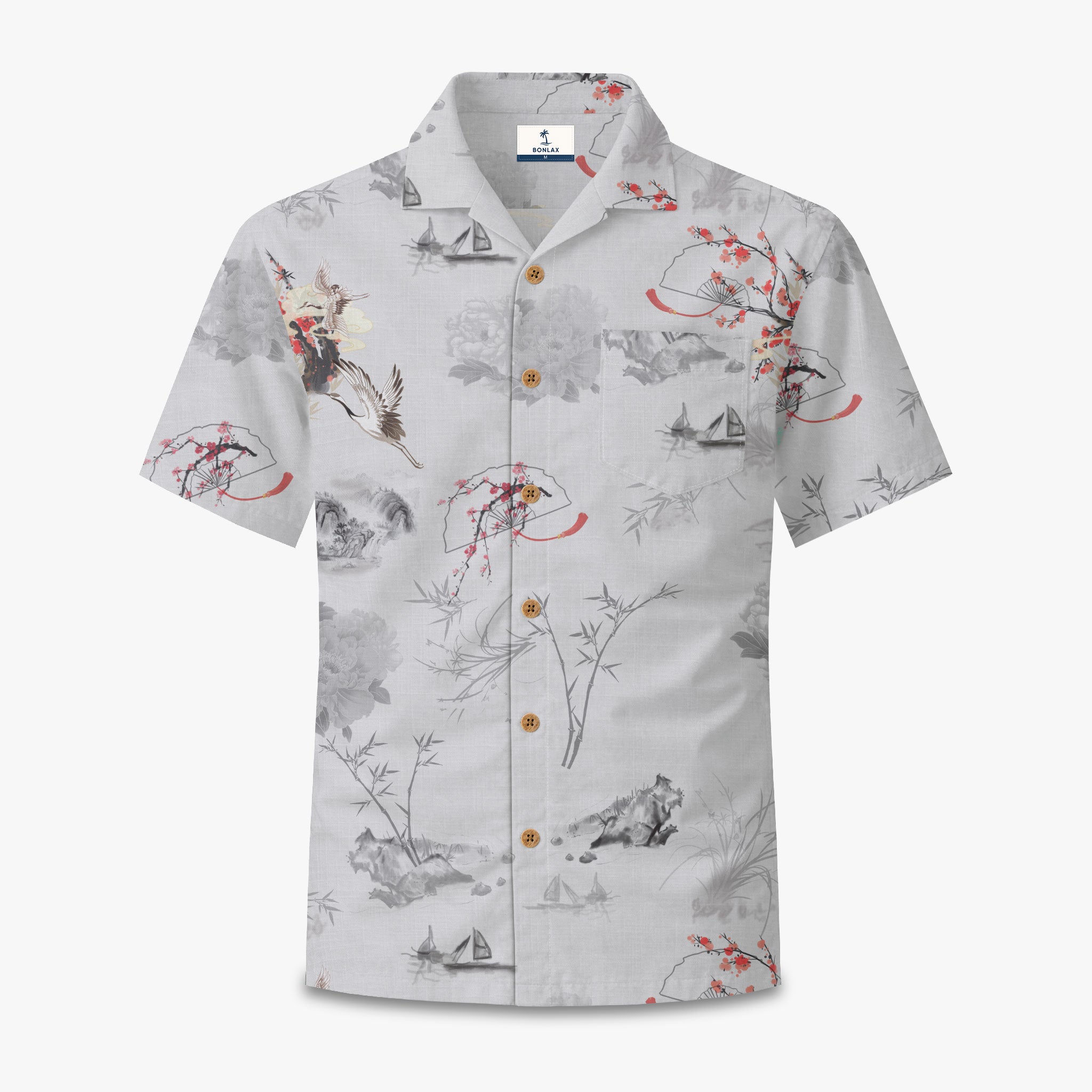 Oriental Poetic Landscape Camp Shirt