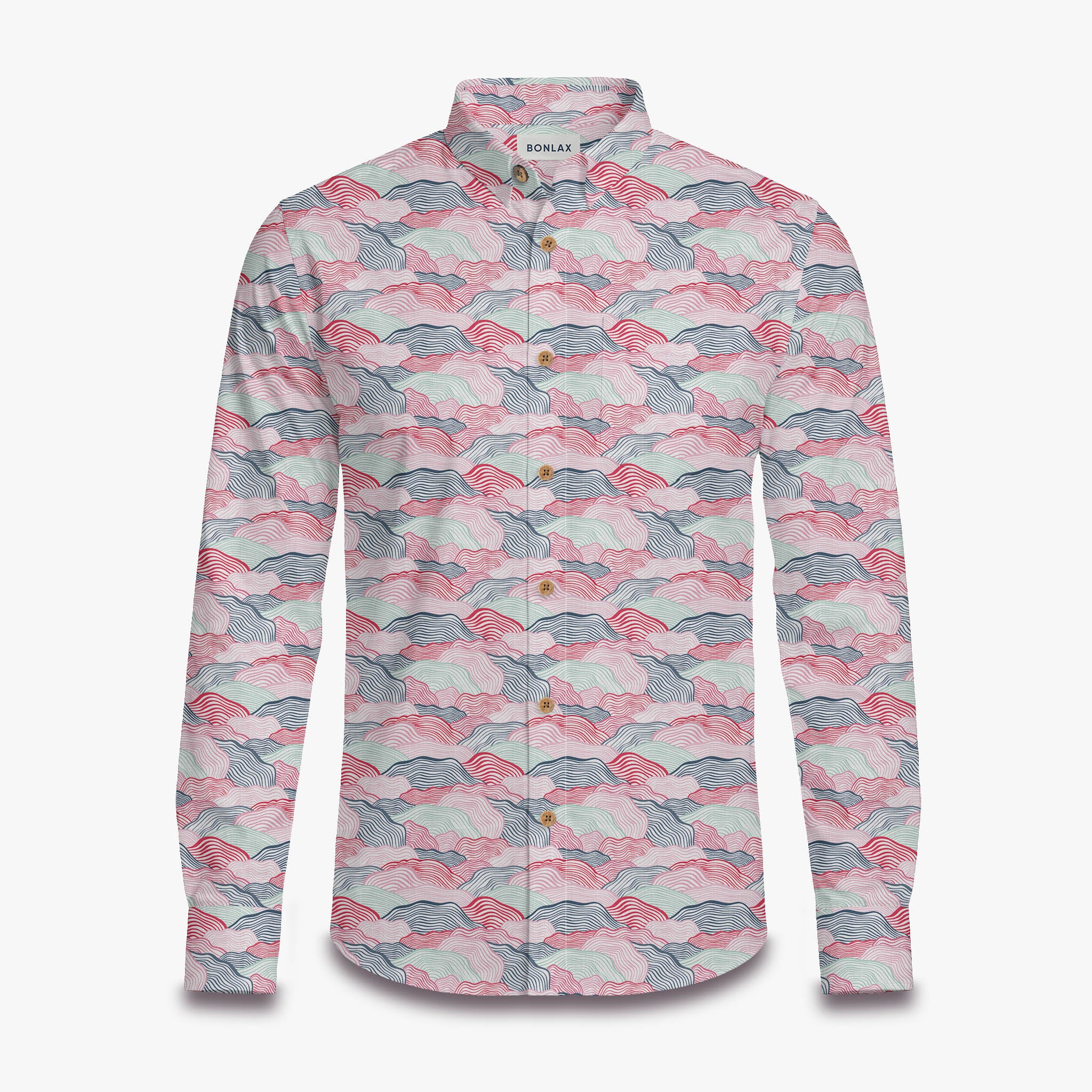 Hill-shaped Overlapping Continuous Print Long Sleeve Shirt