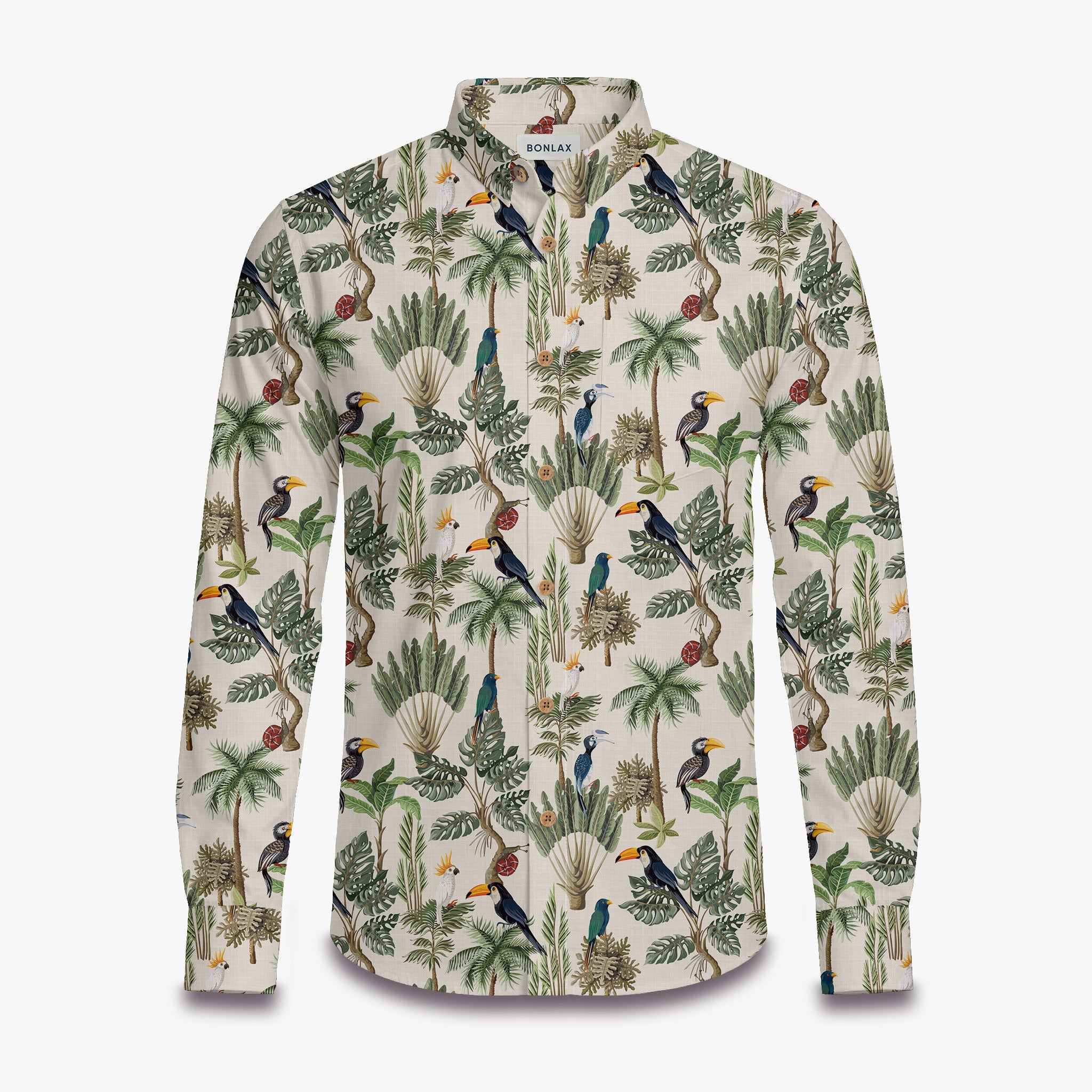 Cheese Vine & Toucan Print Long Sleeve Shirt