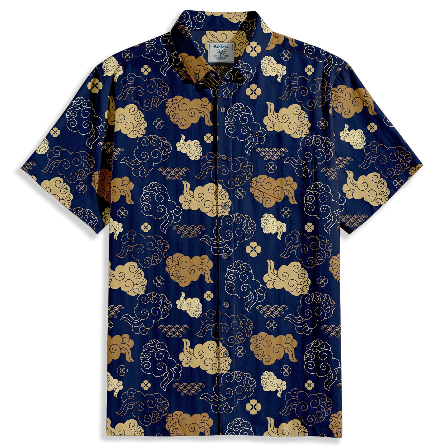 Clouds Print Short Sleeve Shirt - Bonlax