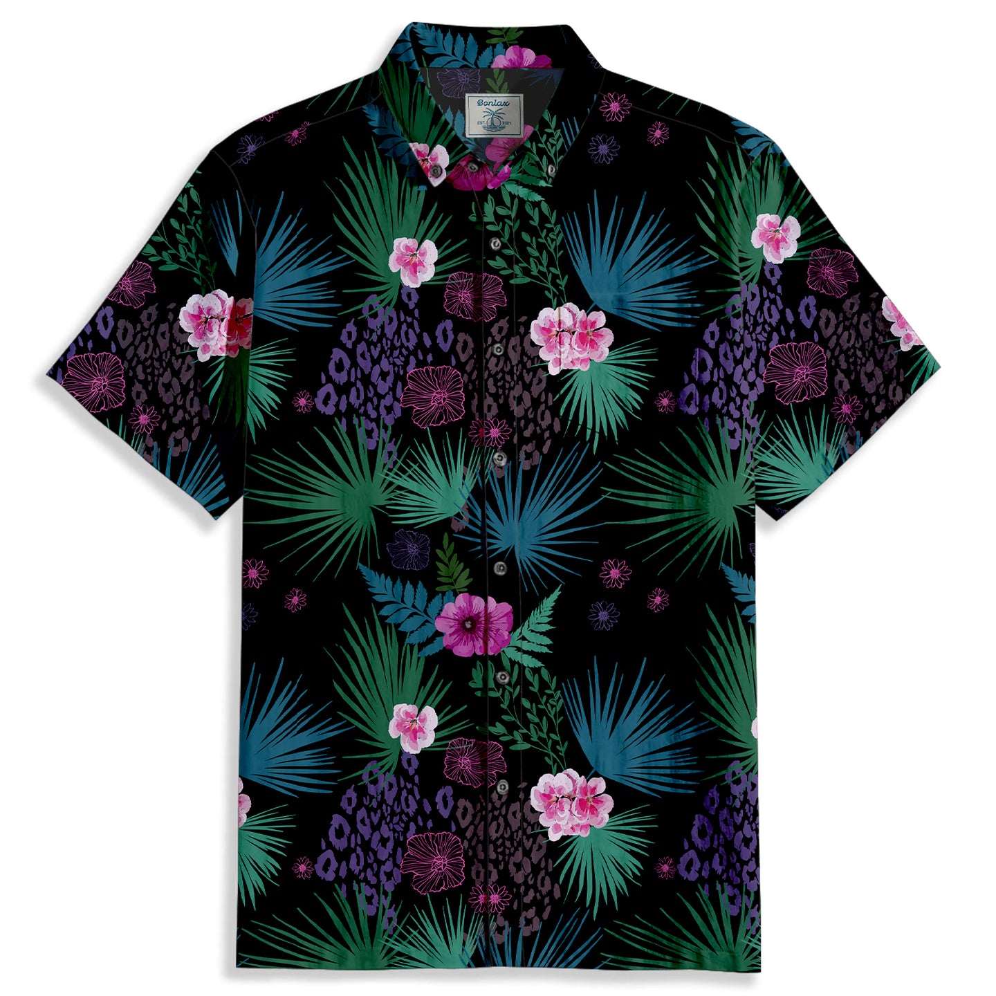 Plum Bossom Print Short Sleeve Shirt - Bonlax