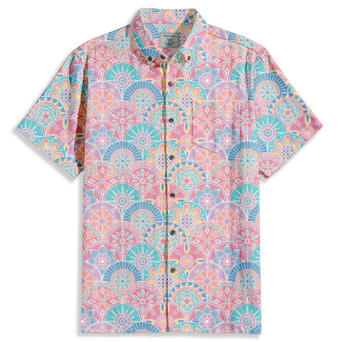 Colorful Abstract Pattern Short Sleeve Shirt - Bonlax