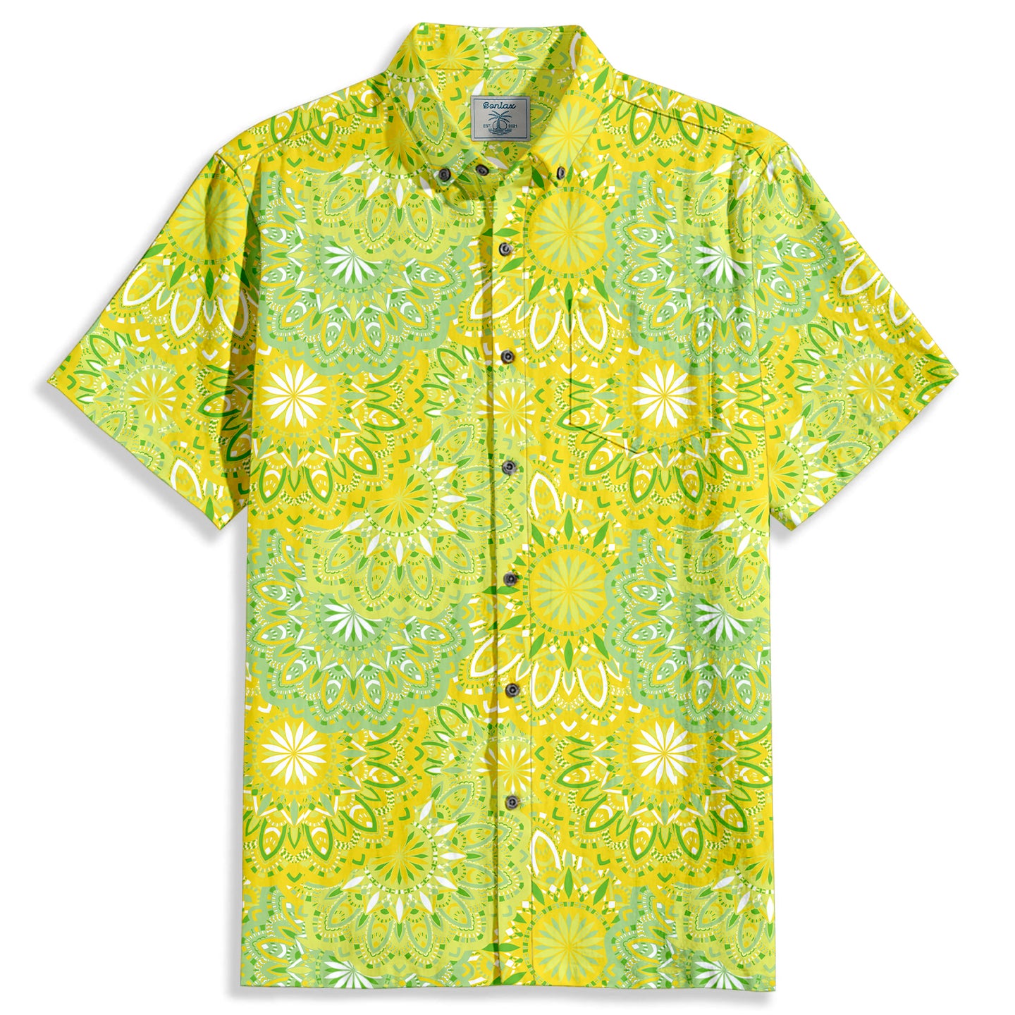 Tribal Decorative Print Short Sleeve Shirt - Bonlax