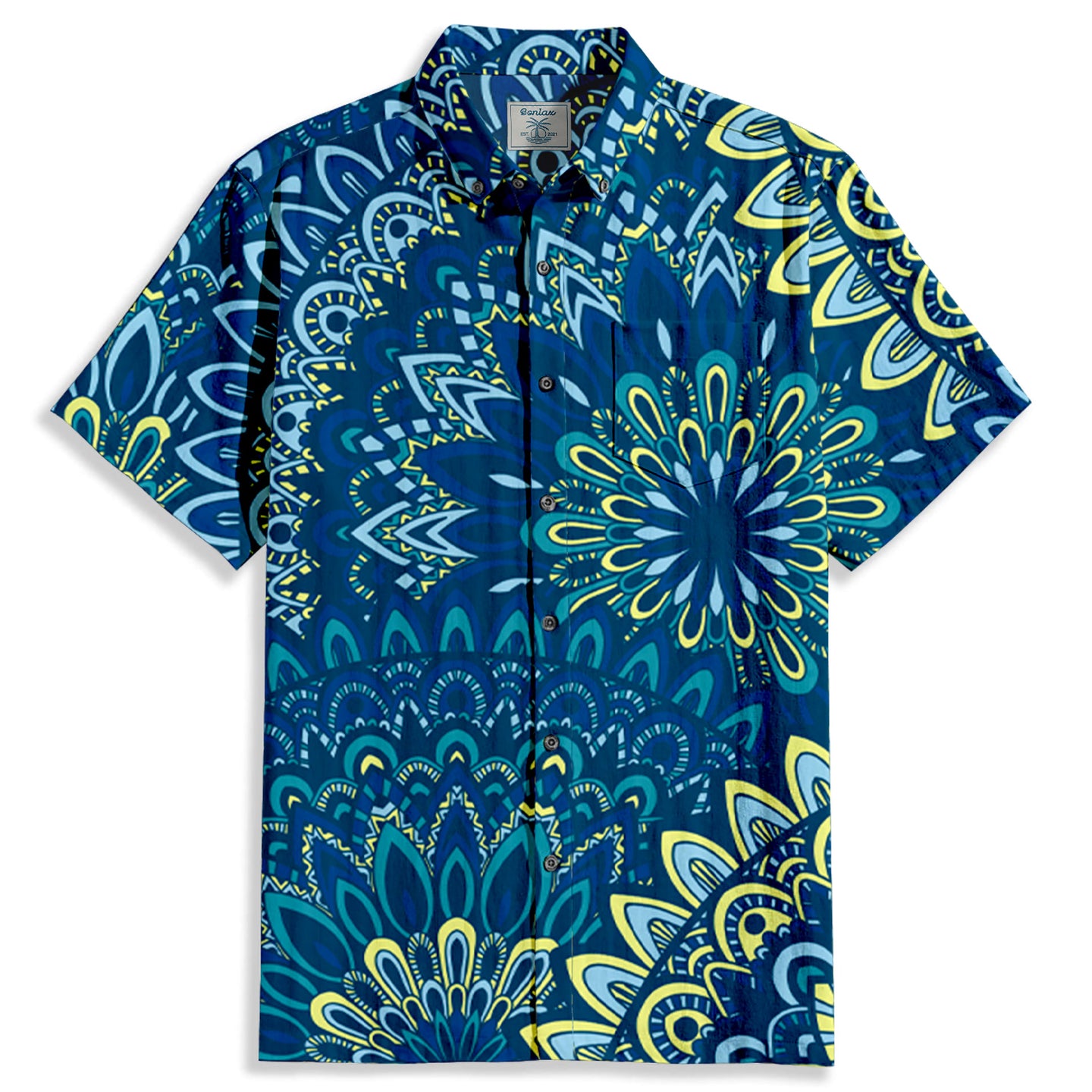 Multicolor Arc Print Short Sleeve Shirt - Bonlax