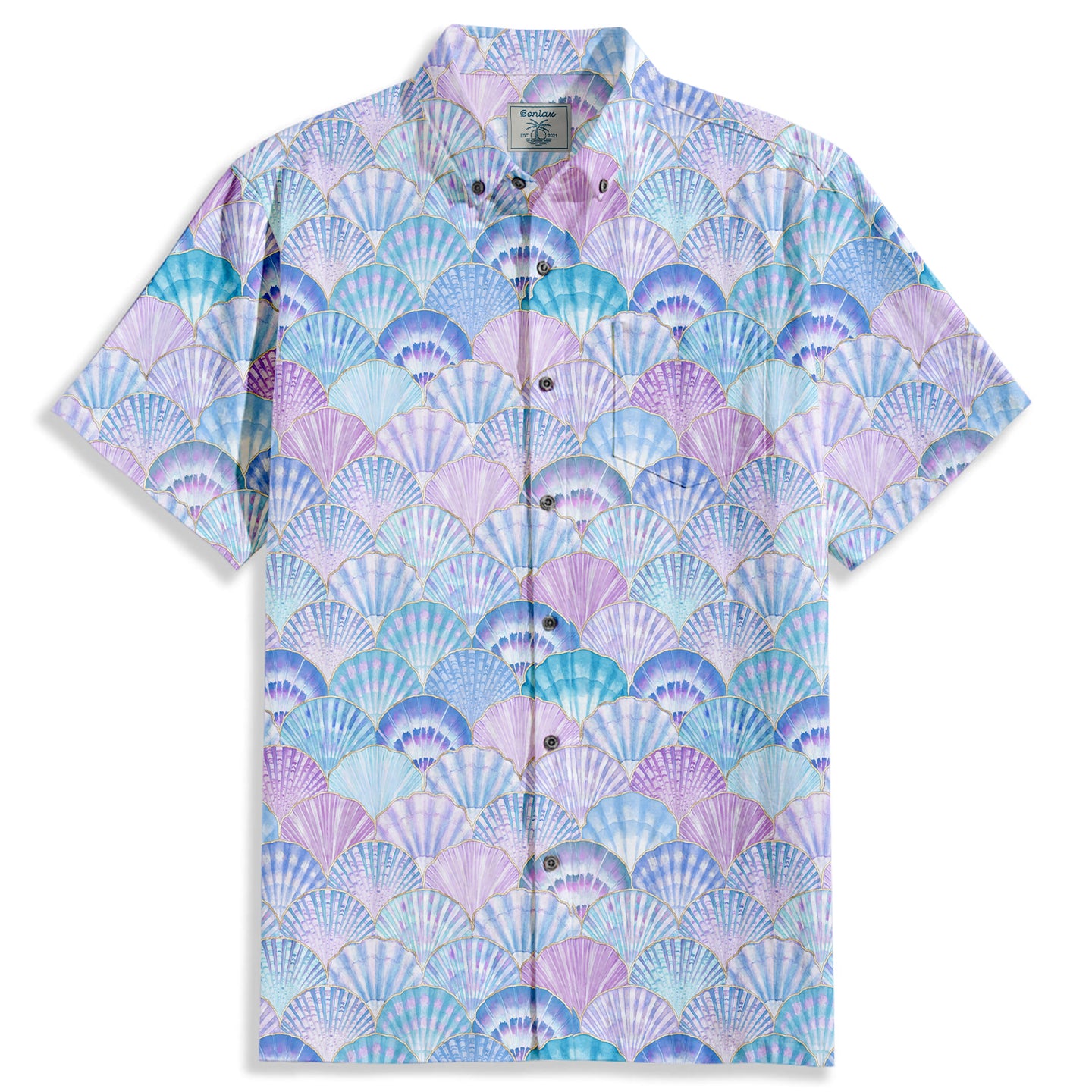 Colorful Shells Print Short Sleeve Shirt - Bonlax