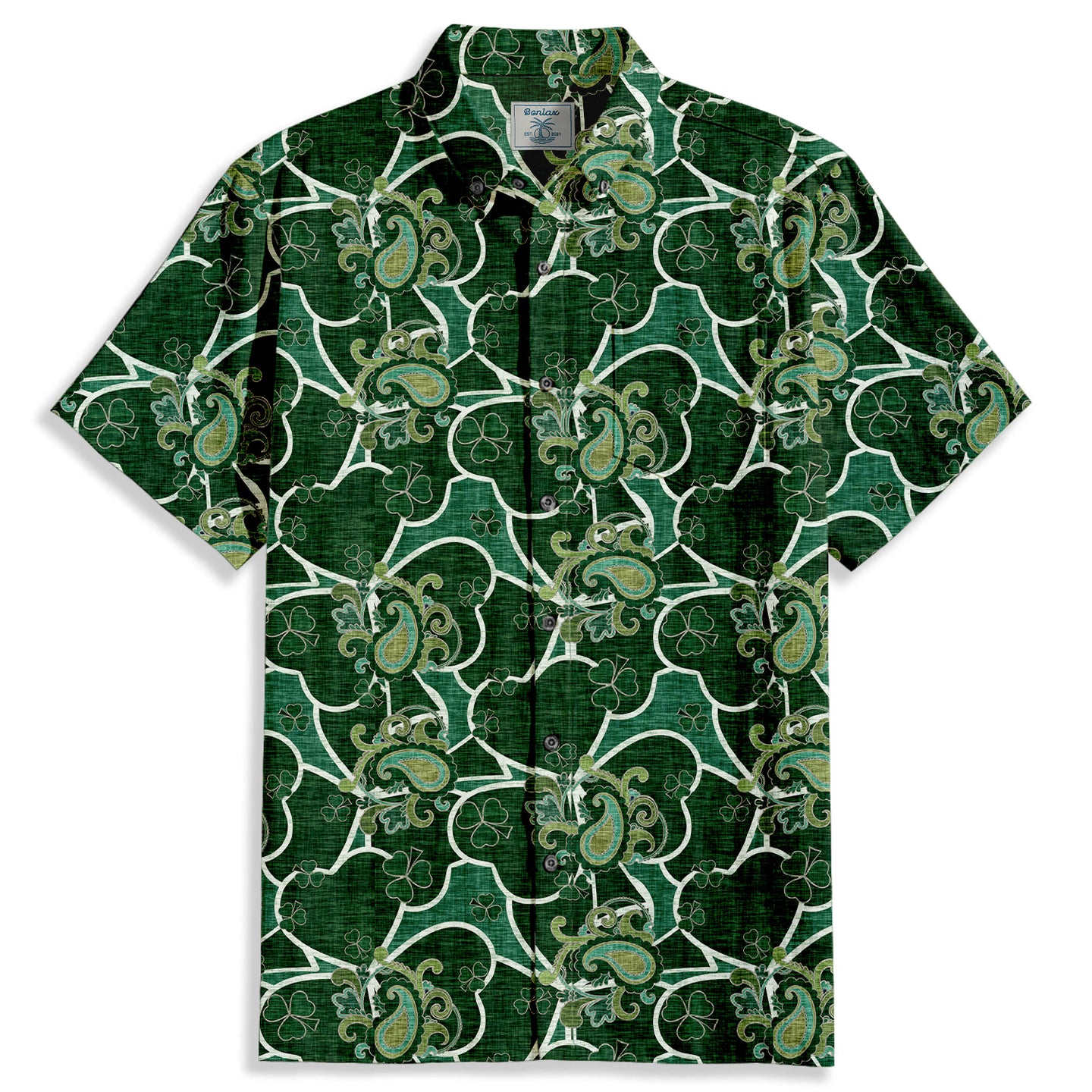 Clover Paisley Print Short Sleeve Shirt - Bonlax